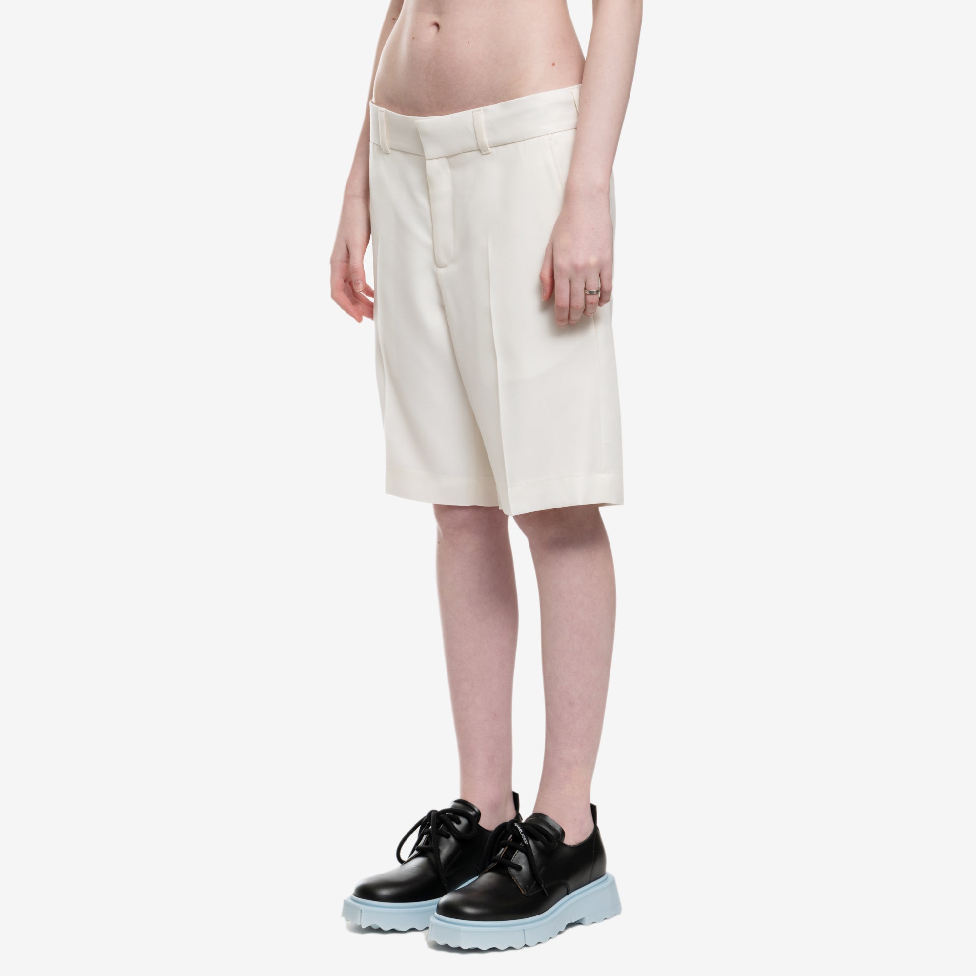 Casablanca Wool Gaberdine Tailored Shorts Off White - 3