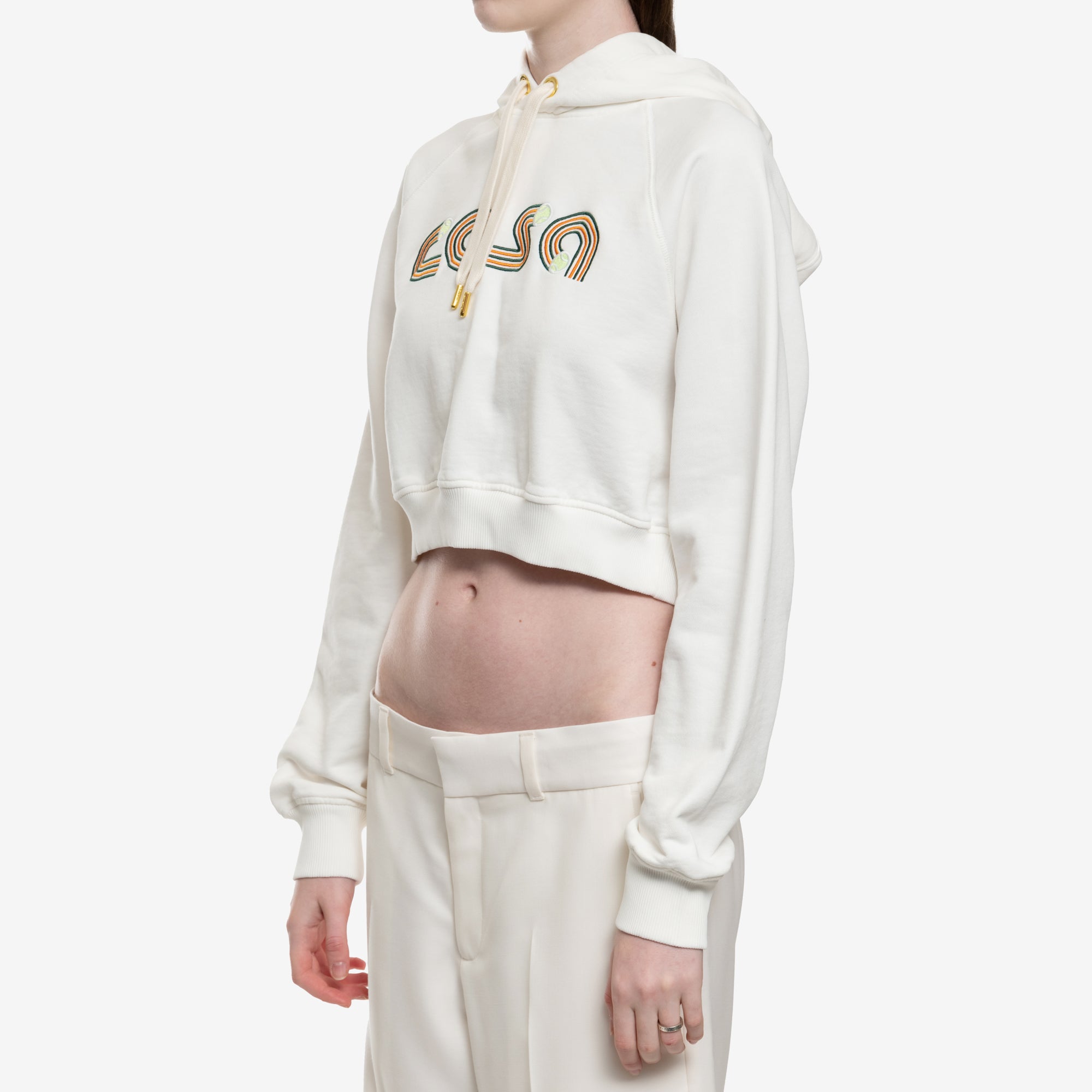 Casablanca Womens Jeu de Tennis Cropped Hoody Off white - 3