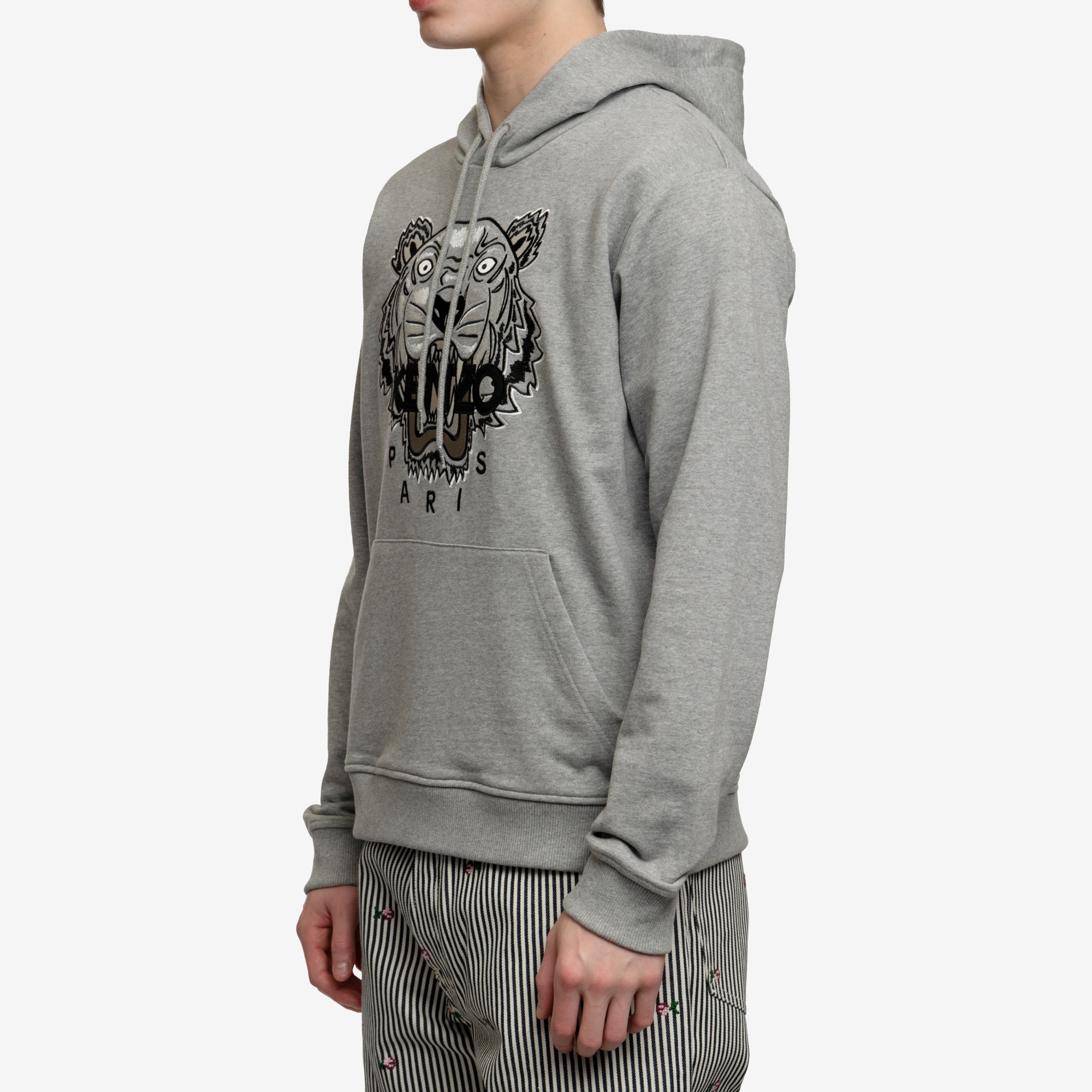 Kenzo Classic Green Tiger Hoody Pearl Grey - 3