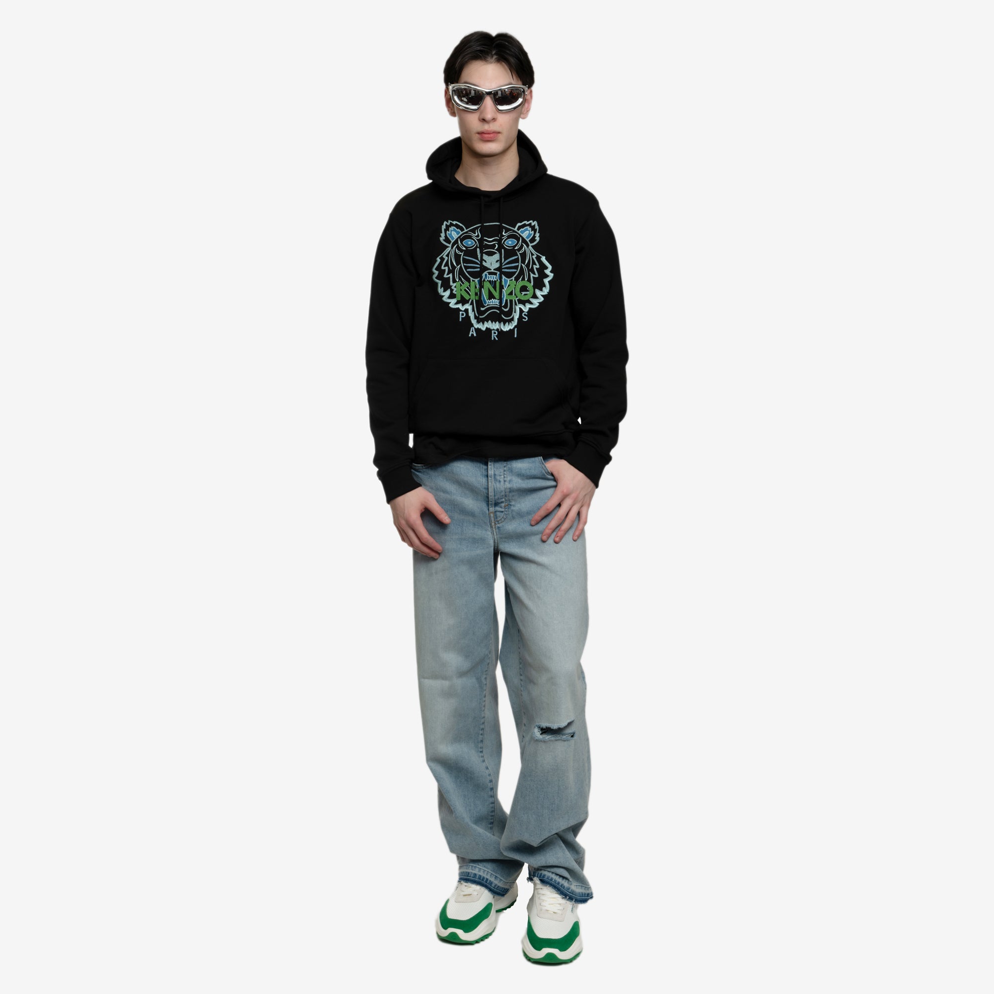 Kenzo Classic Green Tiger Hoody Black - 2