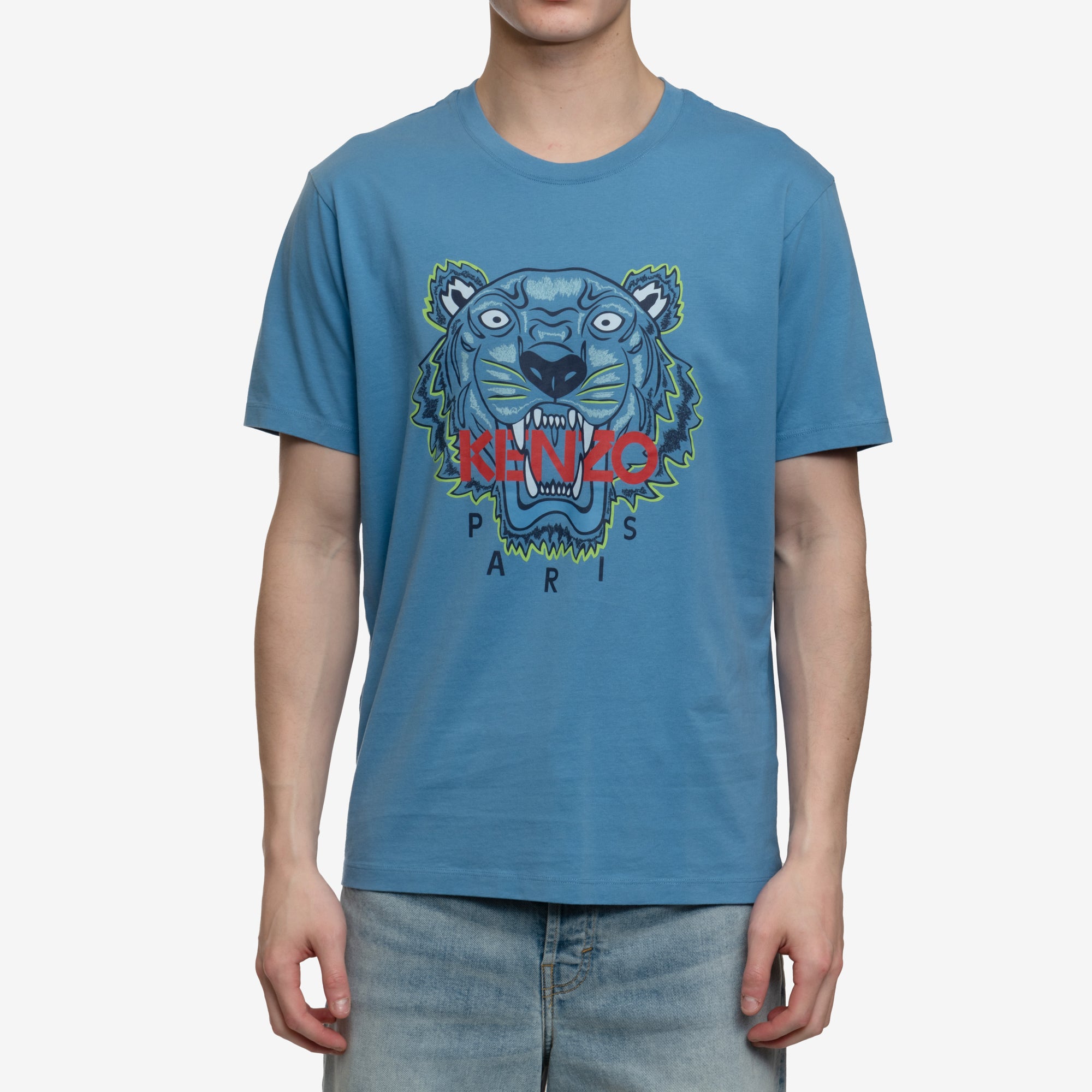 Kenzo Classic Red Tiger T-Shirt Cyan - 1