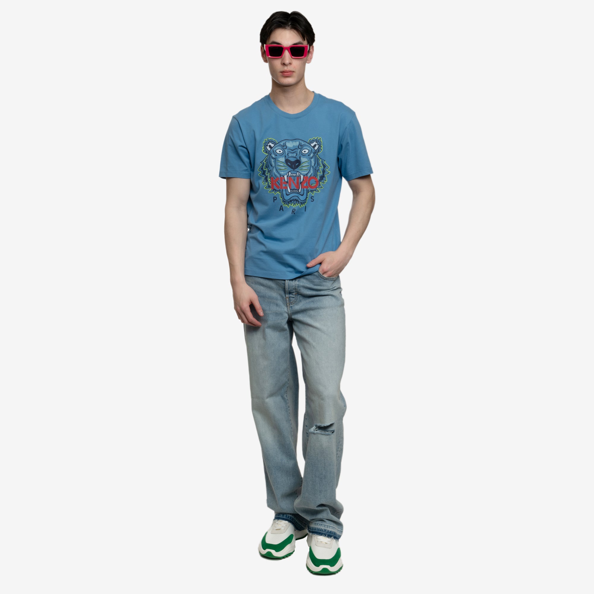 Kenzo Classic Red Tiger T-Shirt Cyan - 2
