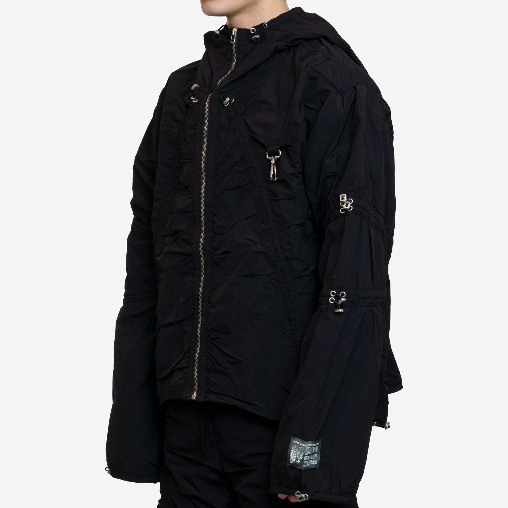 Reese Cooper Cinched Nylon Hooded Jacket Black - 3