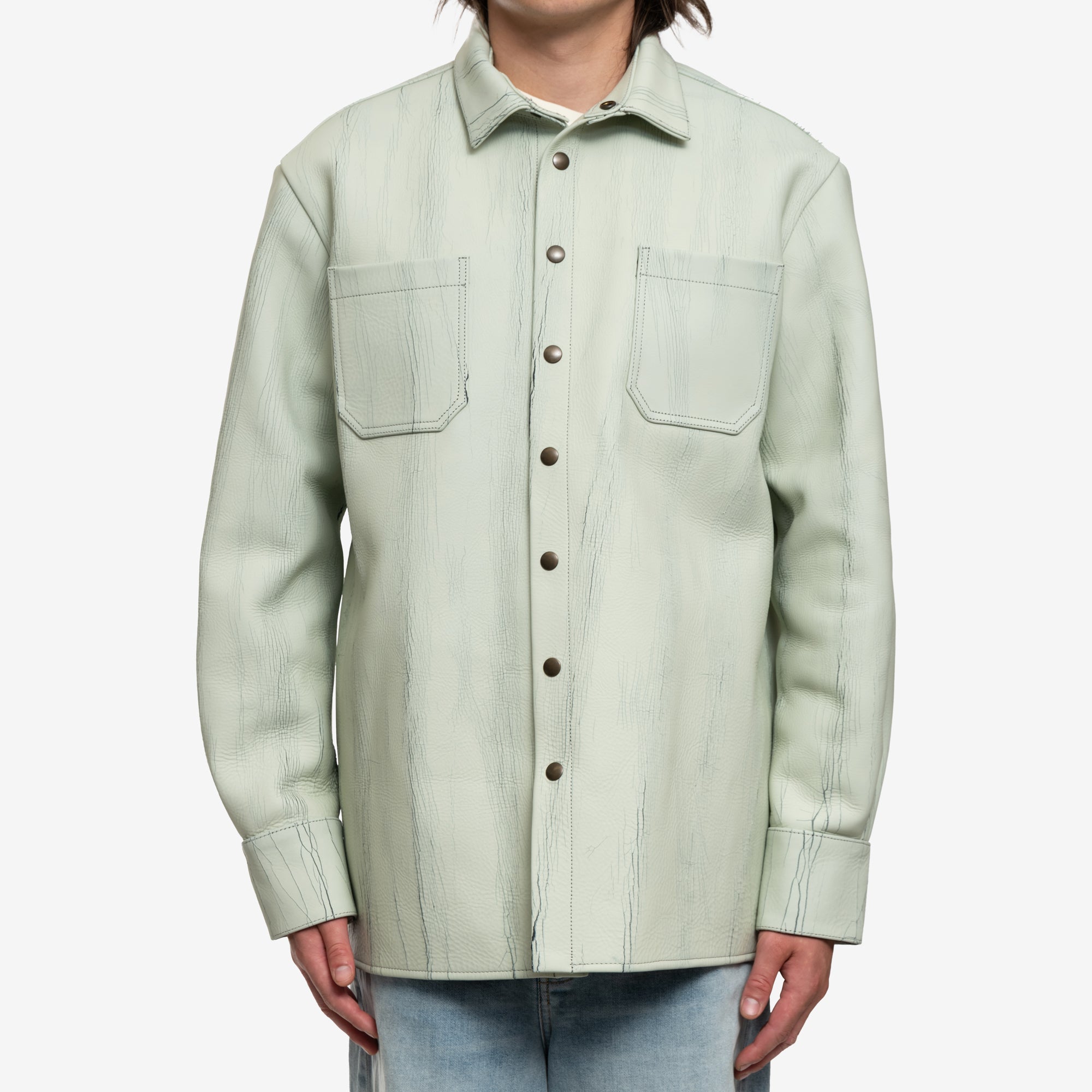 BOTTER Cracked Leather Shirt Mint - 1