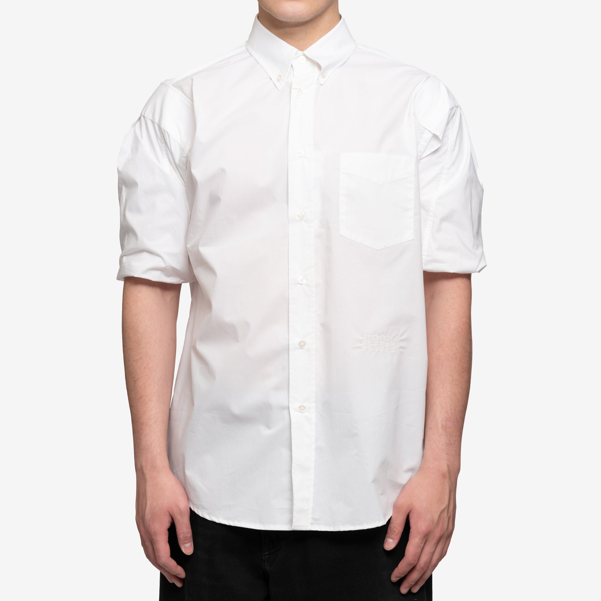 MM6 Cinched Sleeve SS Shirt White - 1