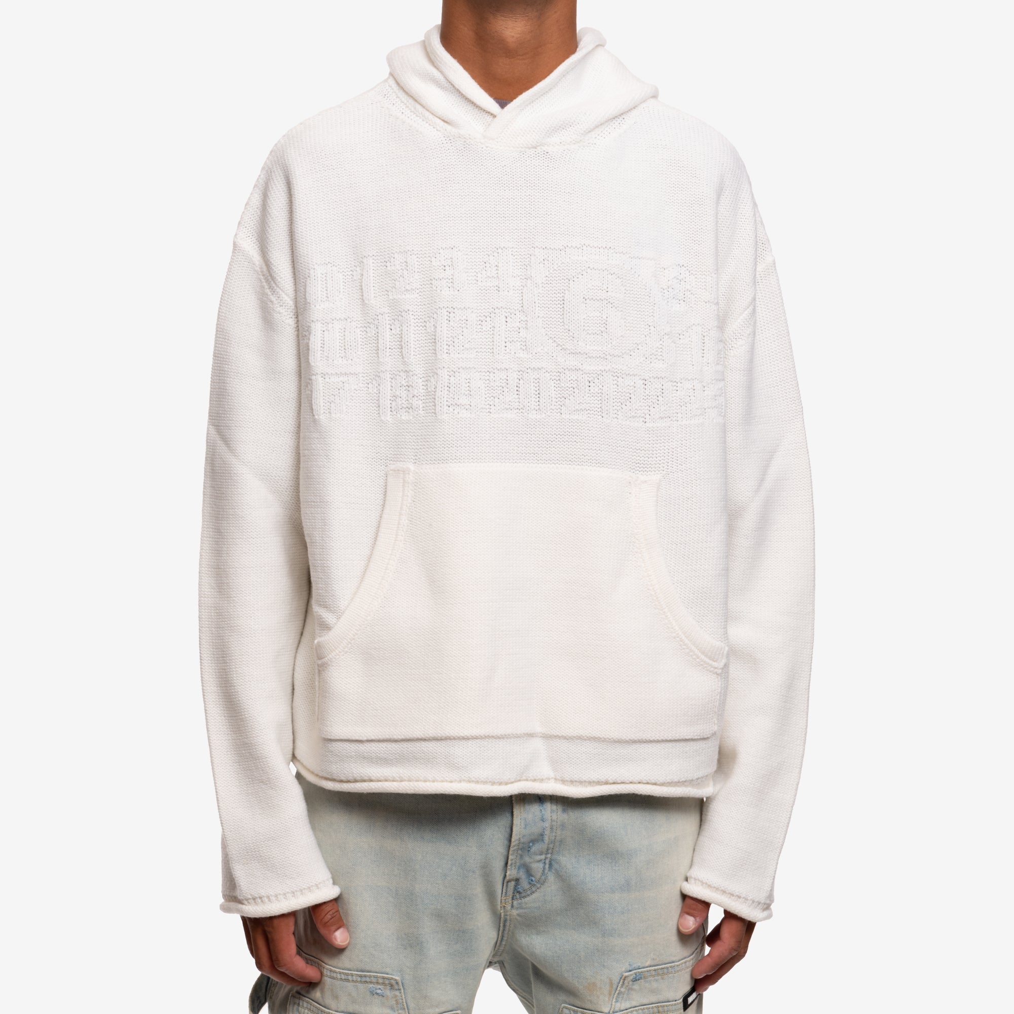 MM6 Debossed Knit Hoody Off White - 1