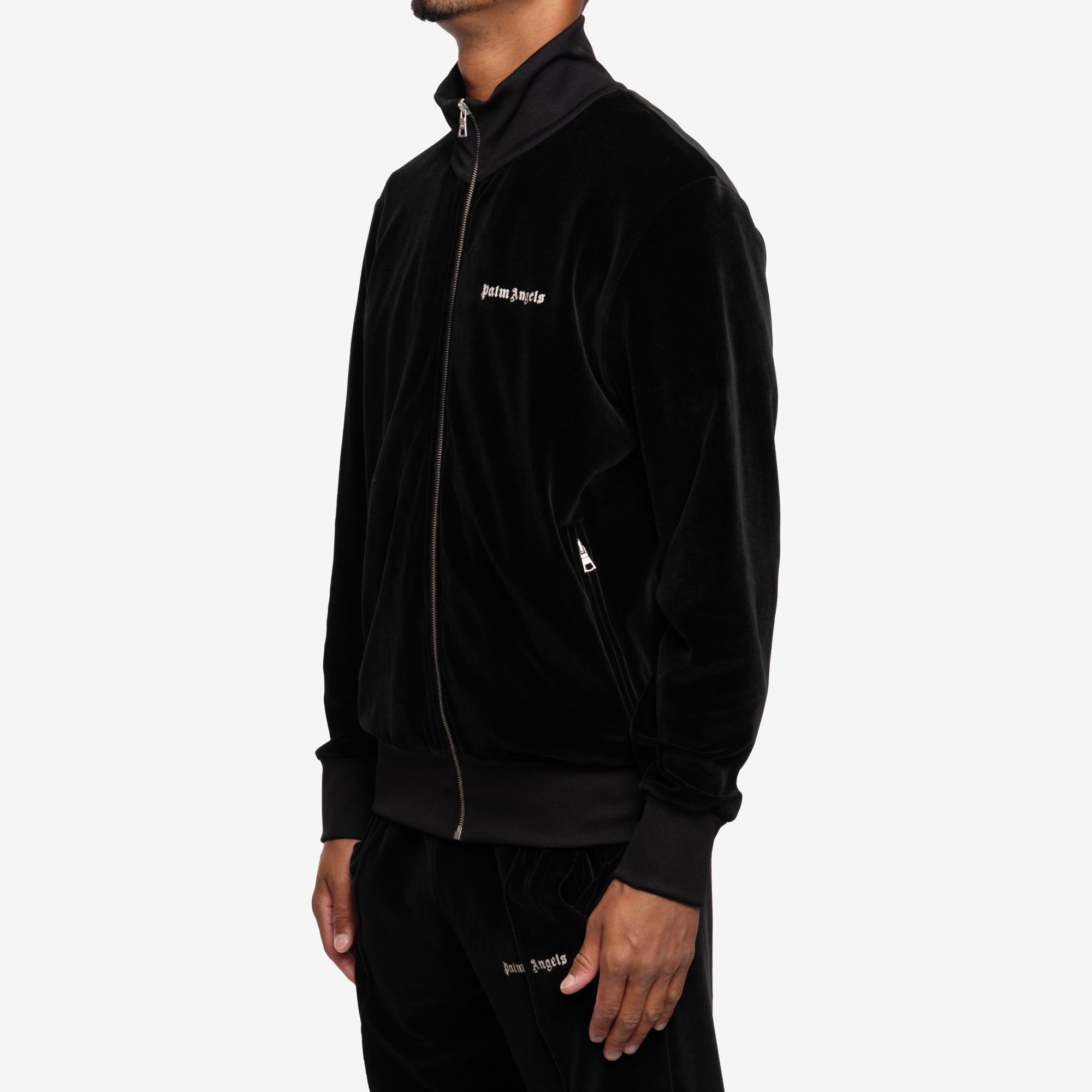 Palm Angels Velvet Track Jacket Black - 3