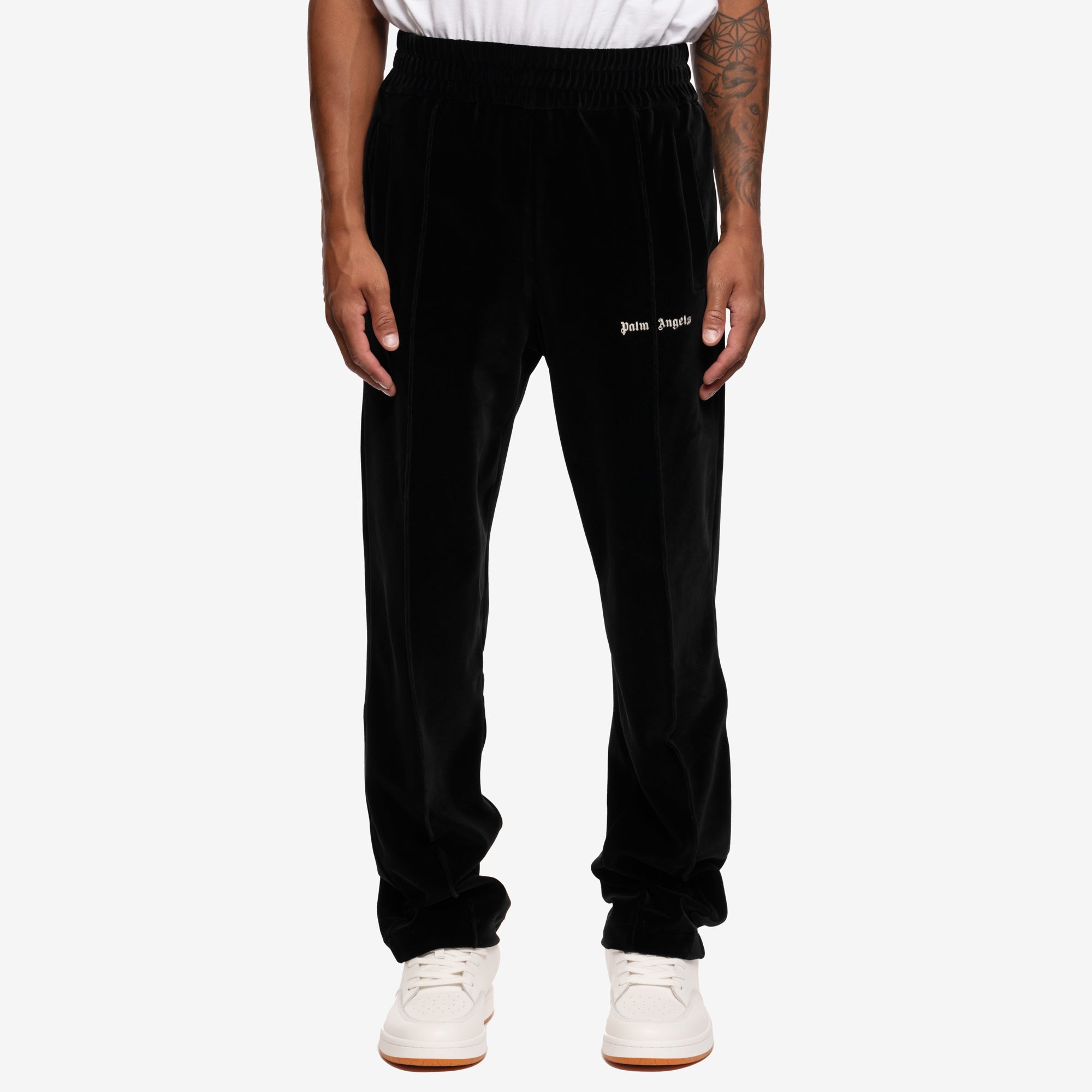 Palm Angels Velvet Track Pants Black - 1
