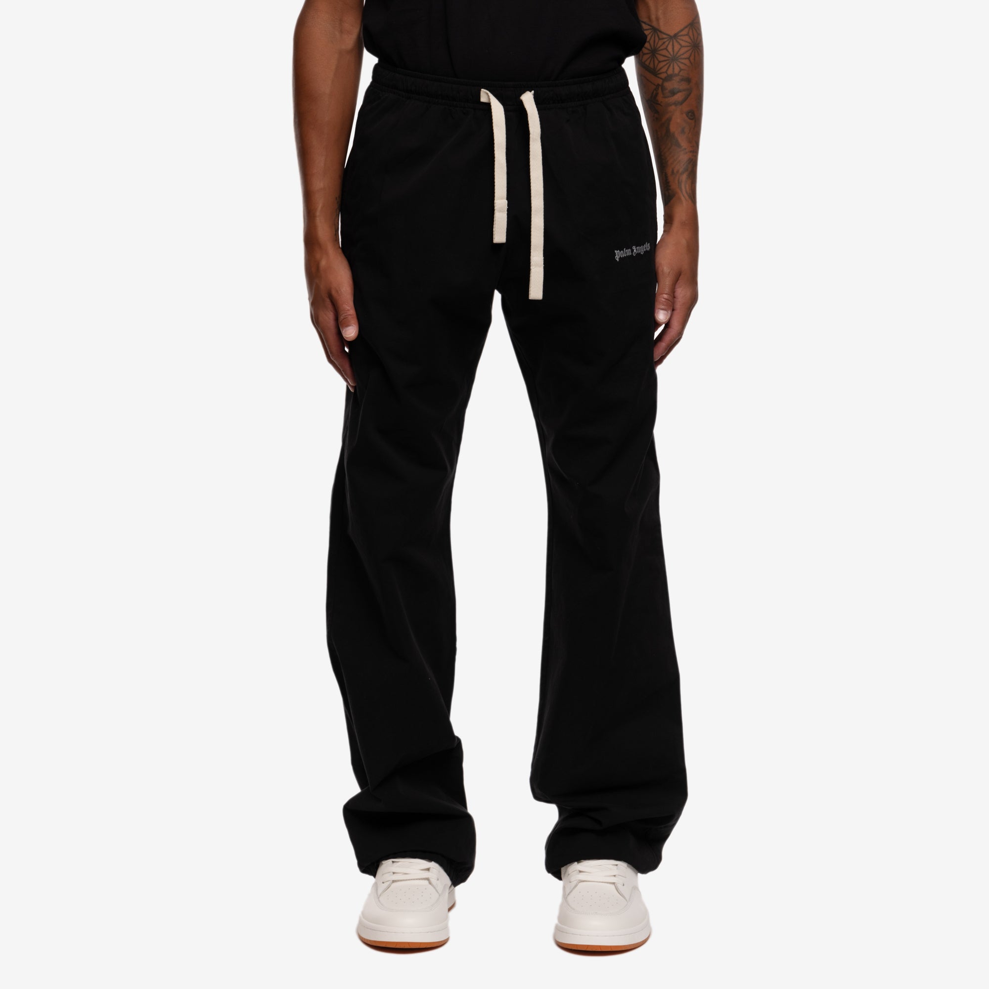 Palm Angels Logo Cotton Travel Pants Black - 1
