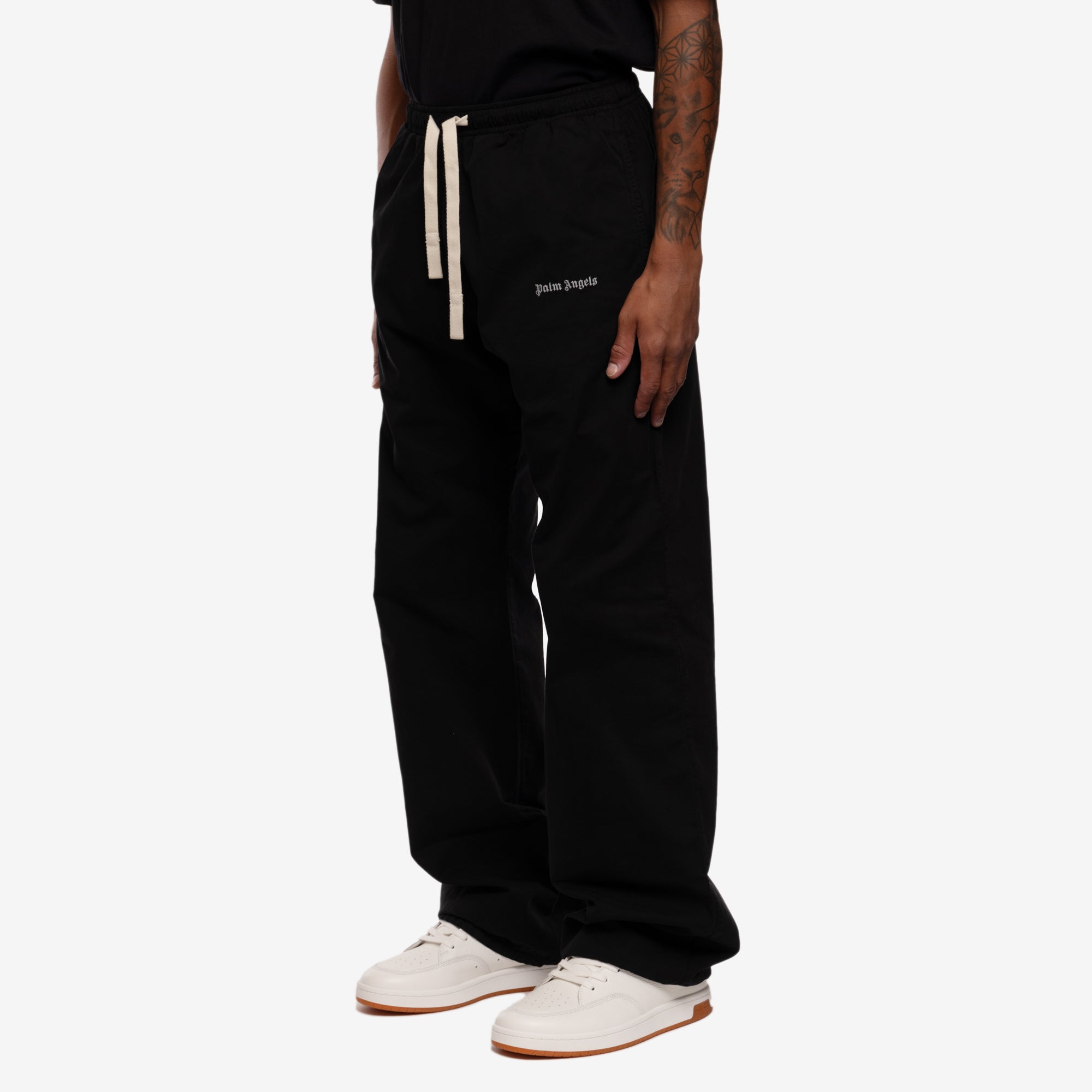 Palm Angels Logo Cotton Travel Pants Black - 3