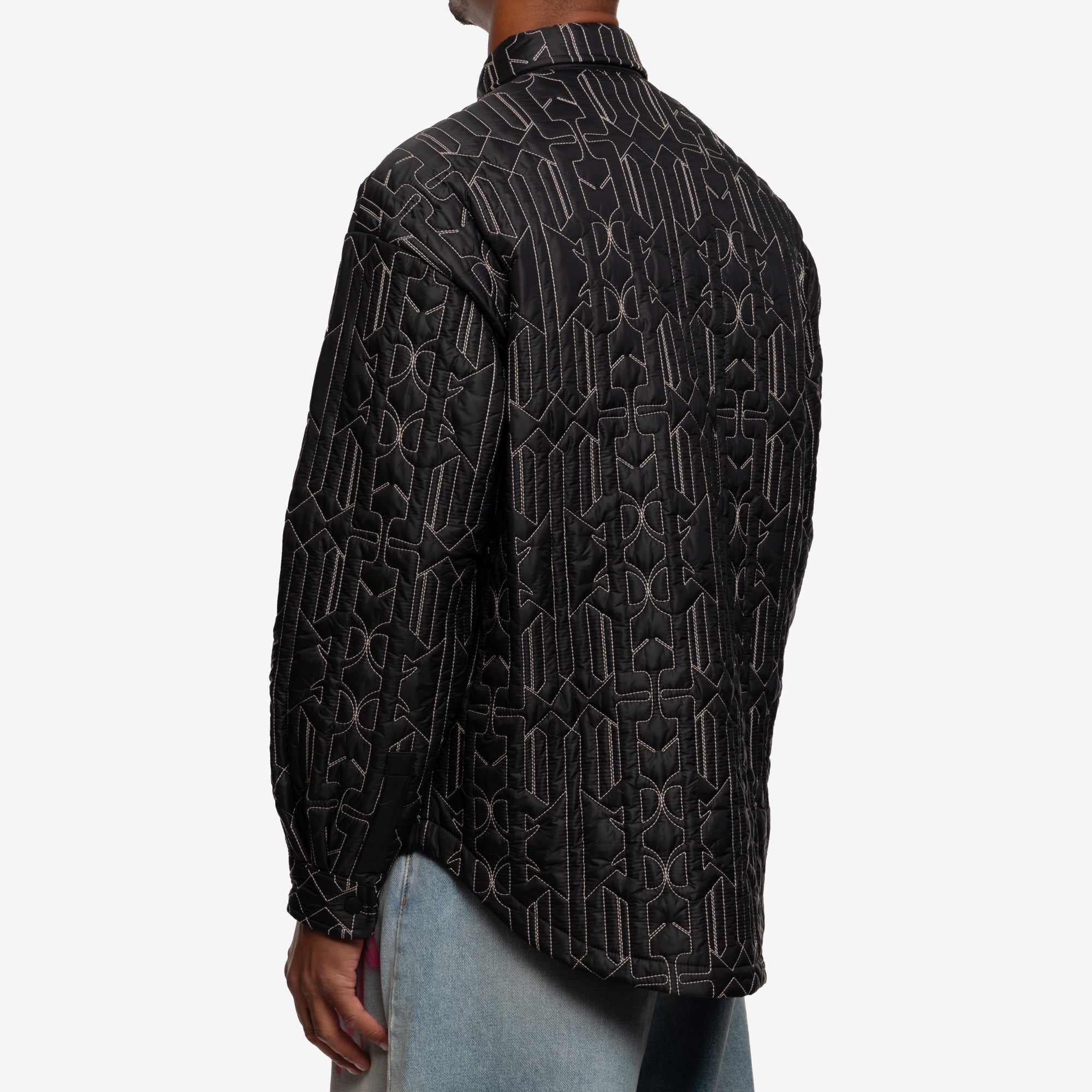 Palm Angels Monogram Quilted Overshirt Anthracite - 4