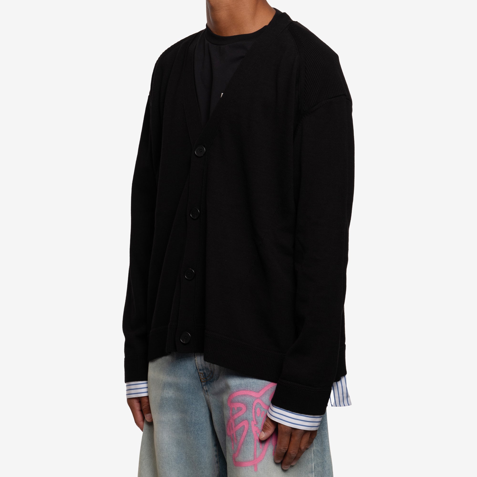 Juun.J Shirt Layered Cardigan Black - 3