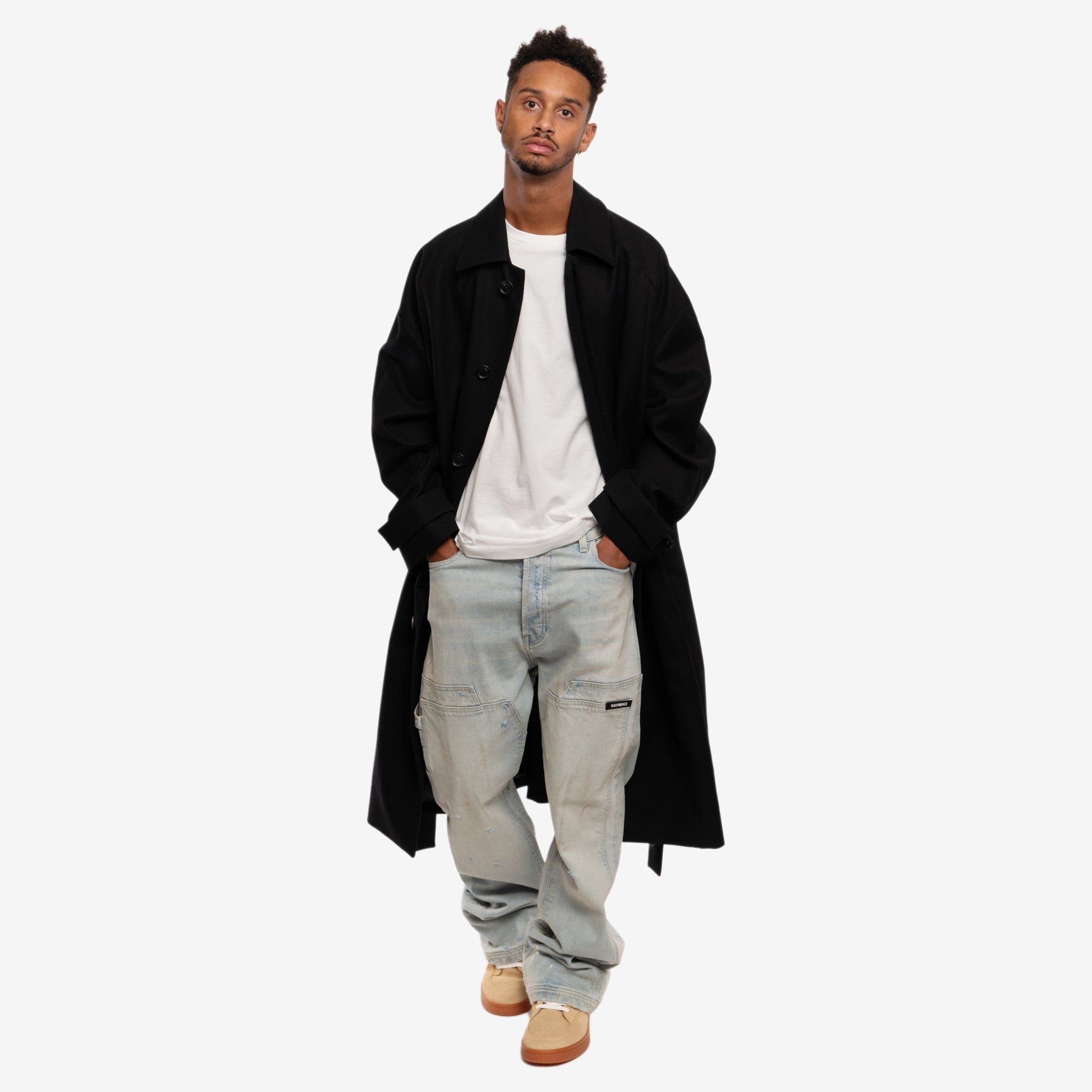 Juun.J Oversize Single Fine Wool Mac Coat Black - 2