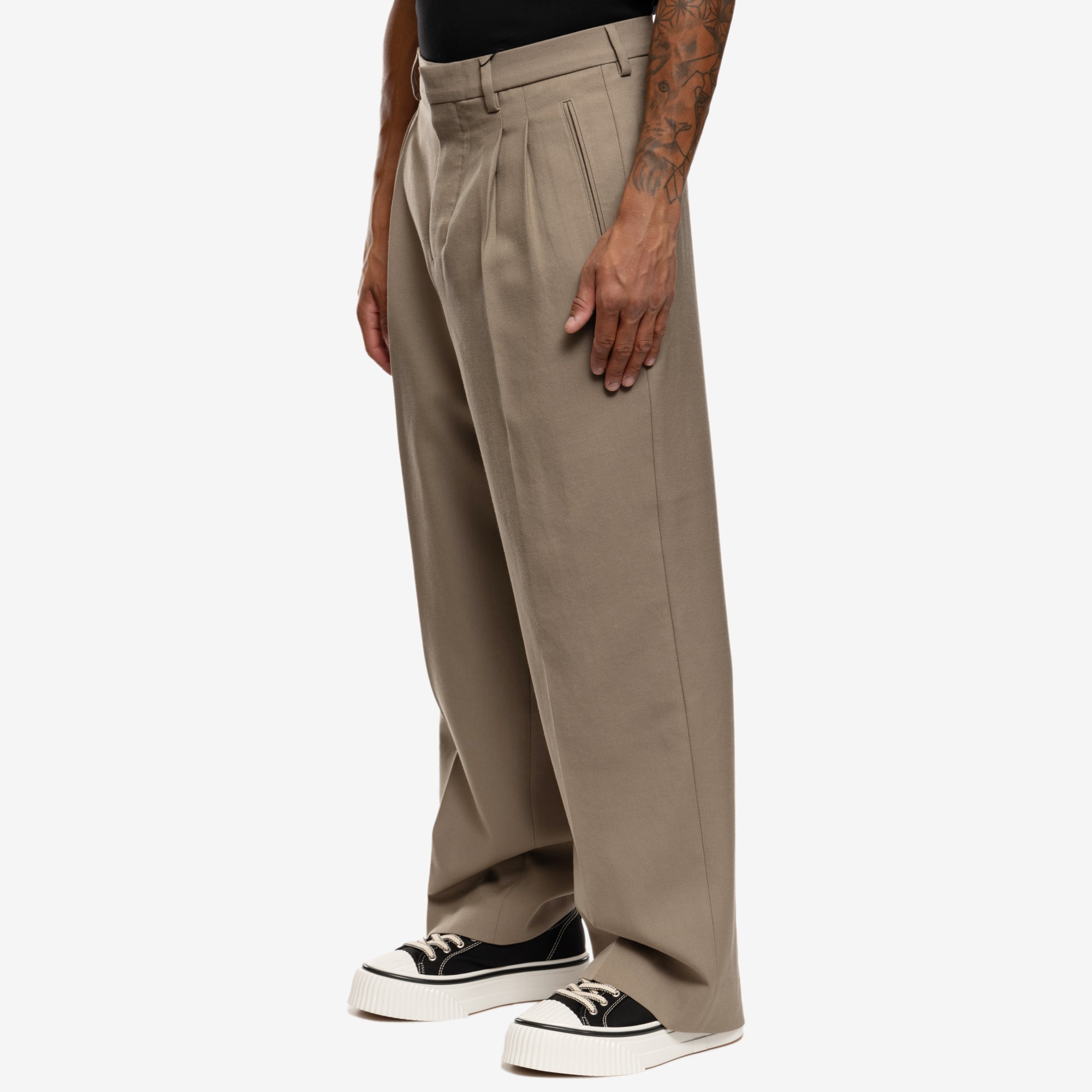 AMI Straight Fit Trousers Taupe - 3