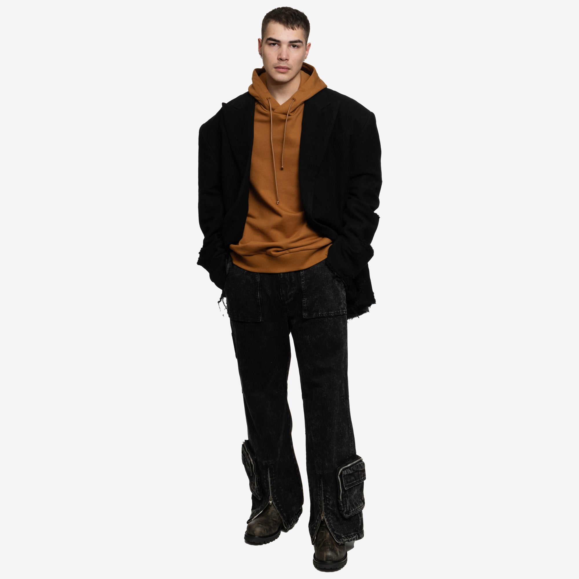 Juun.J Distressed Wool Jacket Black - 2