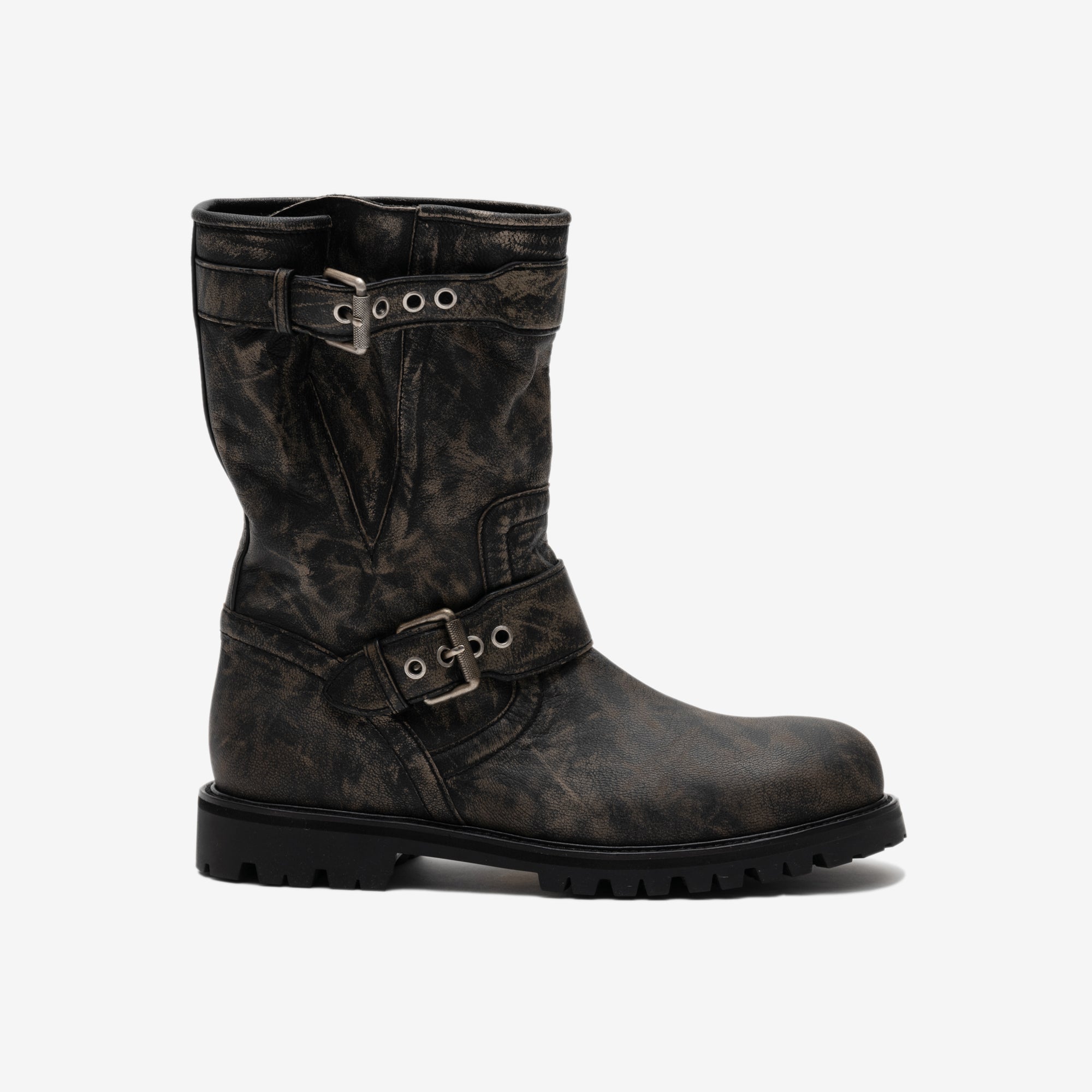 Juun.J Runway Leather Buckle Boots Ash - 3