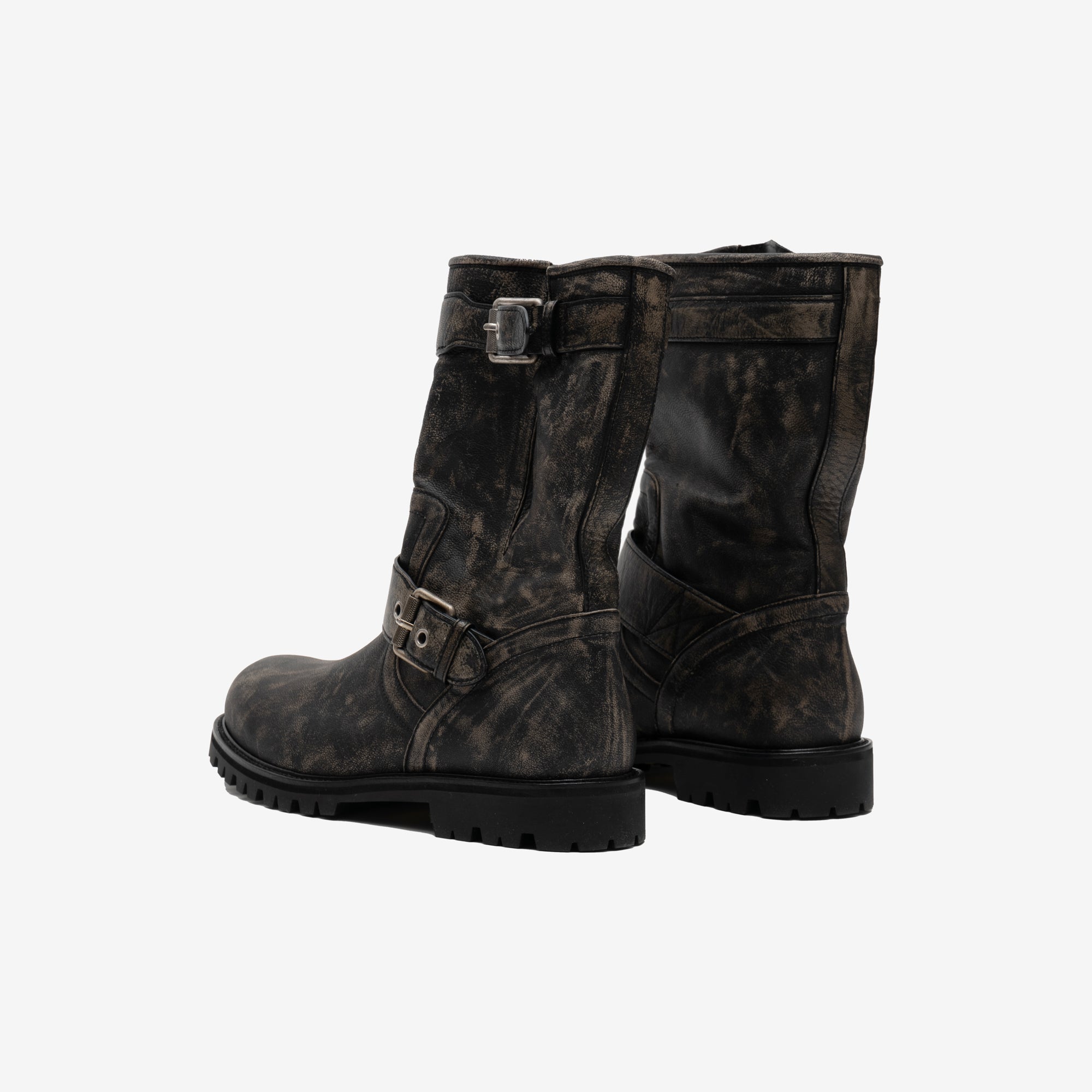 Juun.J Runway Leather Buckle Boots Ash - 5