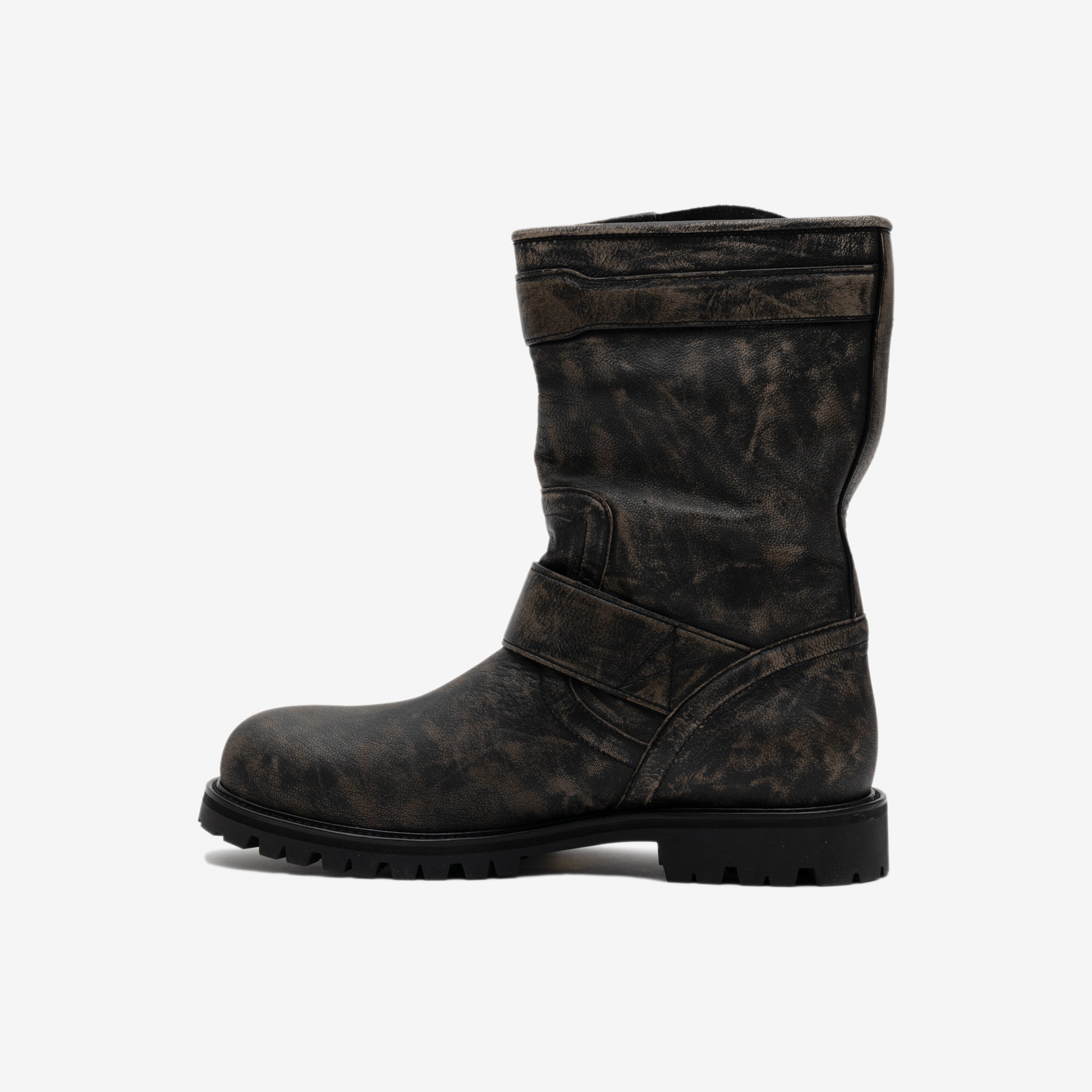 Juun.J Runway Leather Buckle Boots Ash - 4