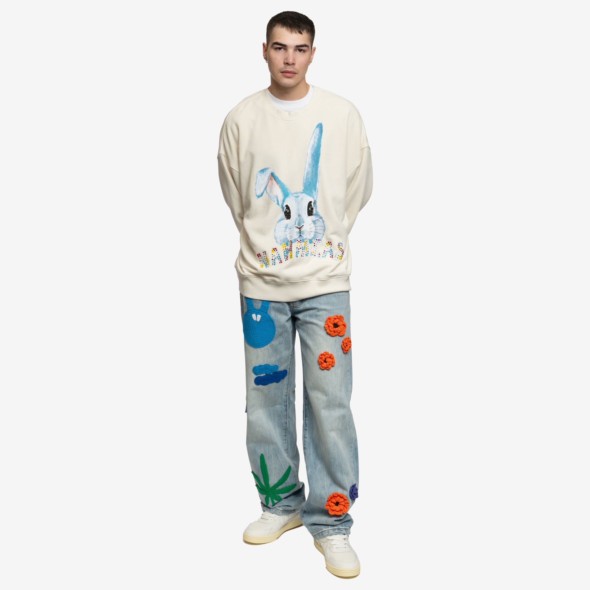 Nahmias Crystal Bunny Sweatshirt White - 2