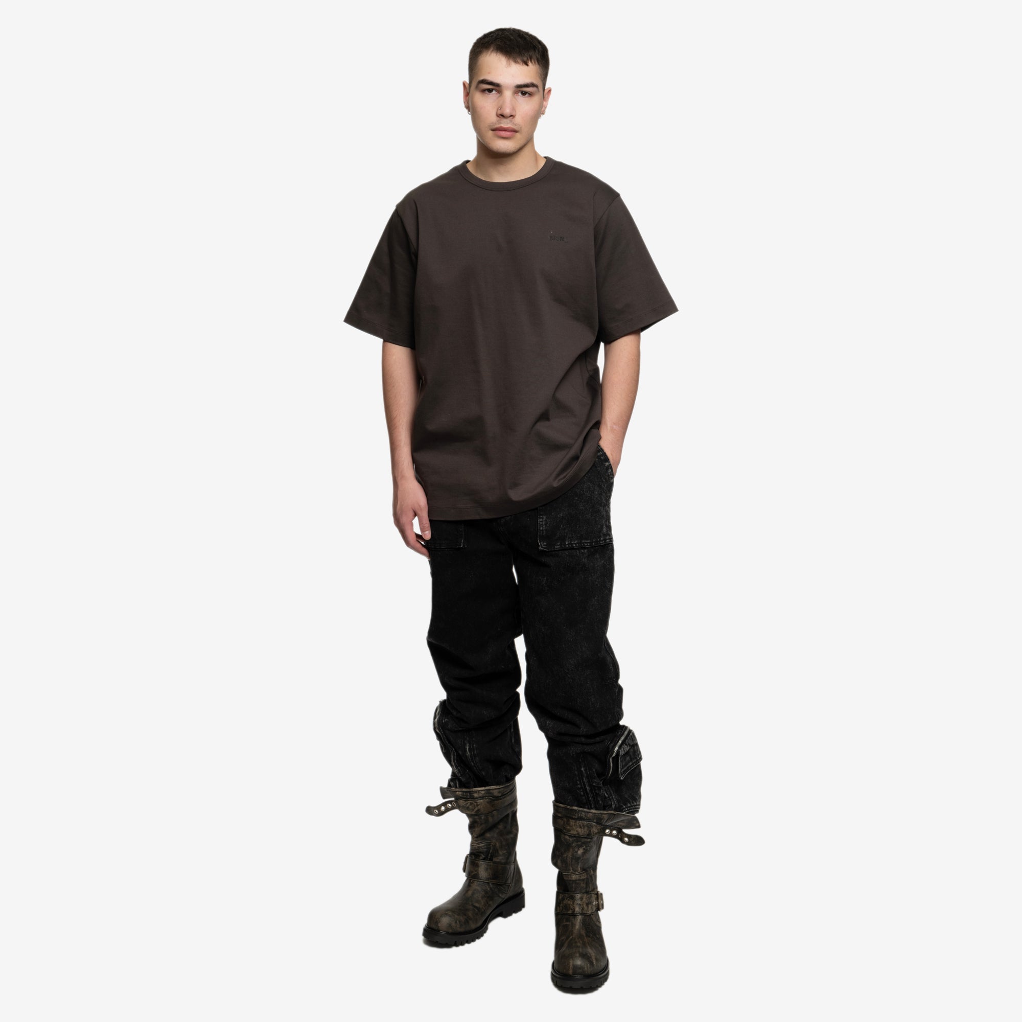 Juun.J Runway Leather Buckle Boots Ash - 2