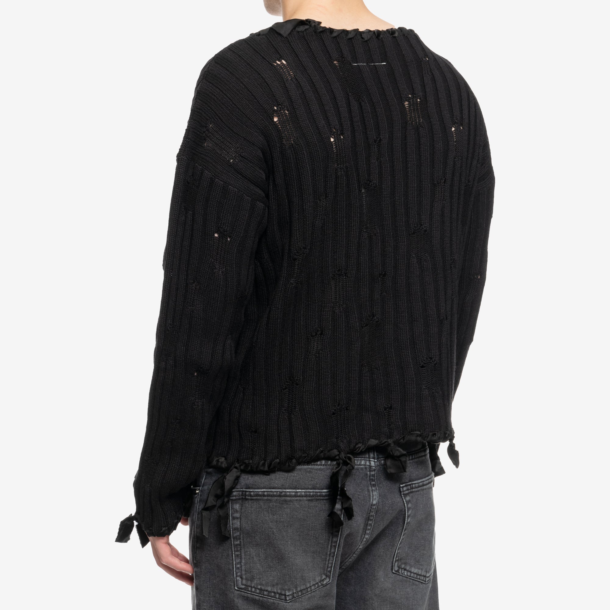 MM6 Destroyed Rib Sweater Black - 4