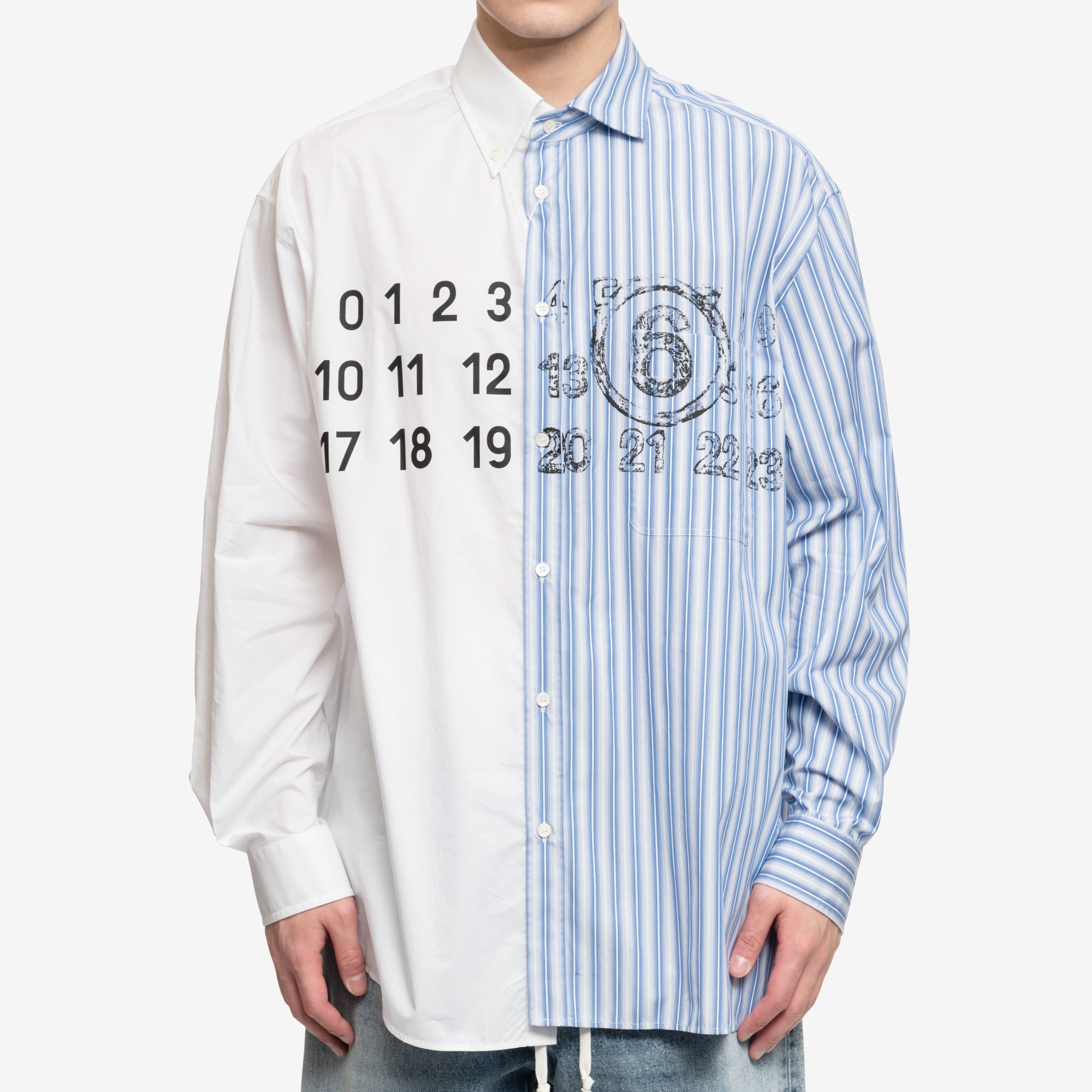 MM6 Plain Stripe Shirt White - 1