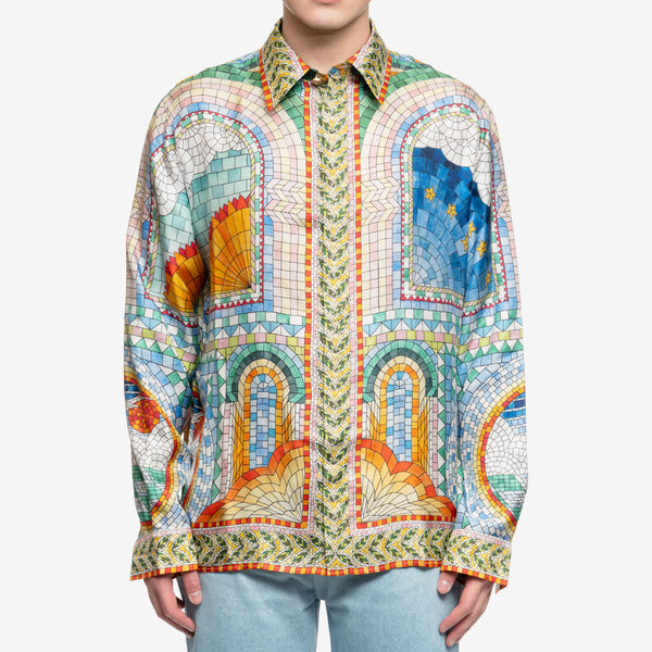 Mosaic de Damas LS Silk Shirt
