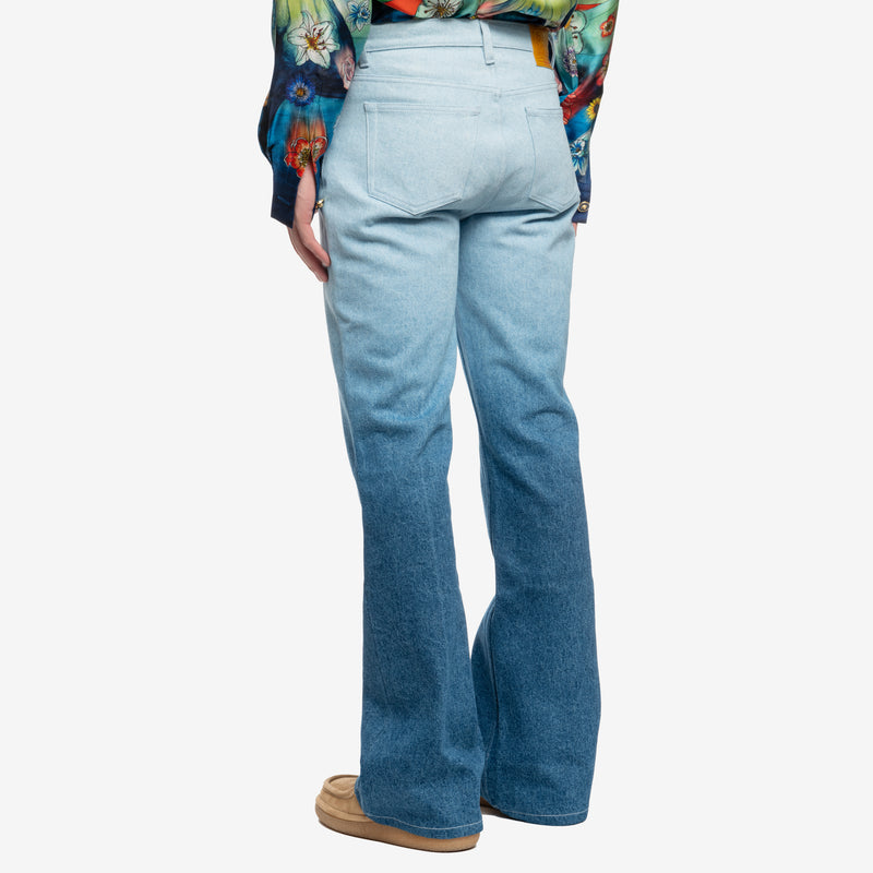 Floral Embroidery Gradient Jeans