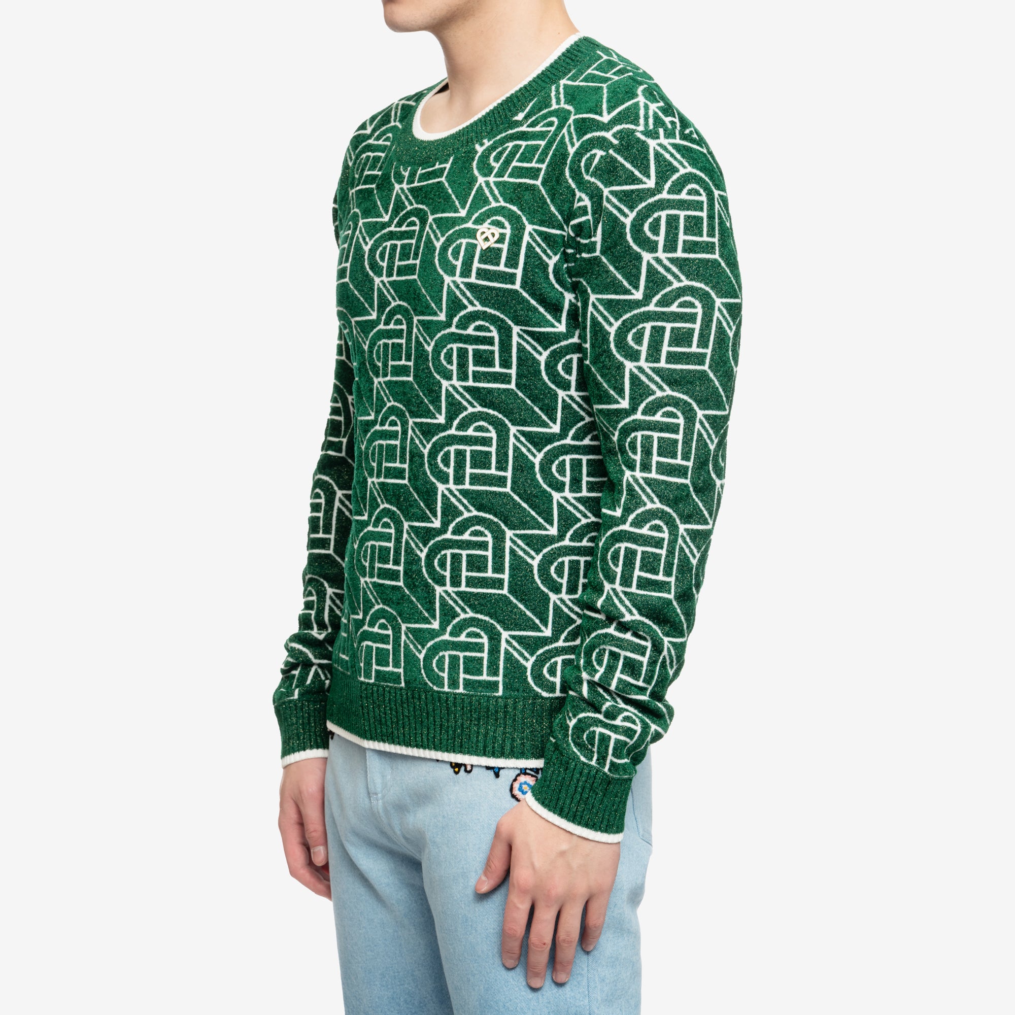 Casablanca Heart Monogram Sweater Green - 3