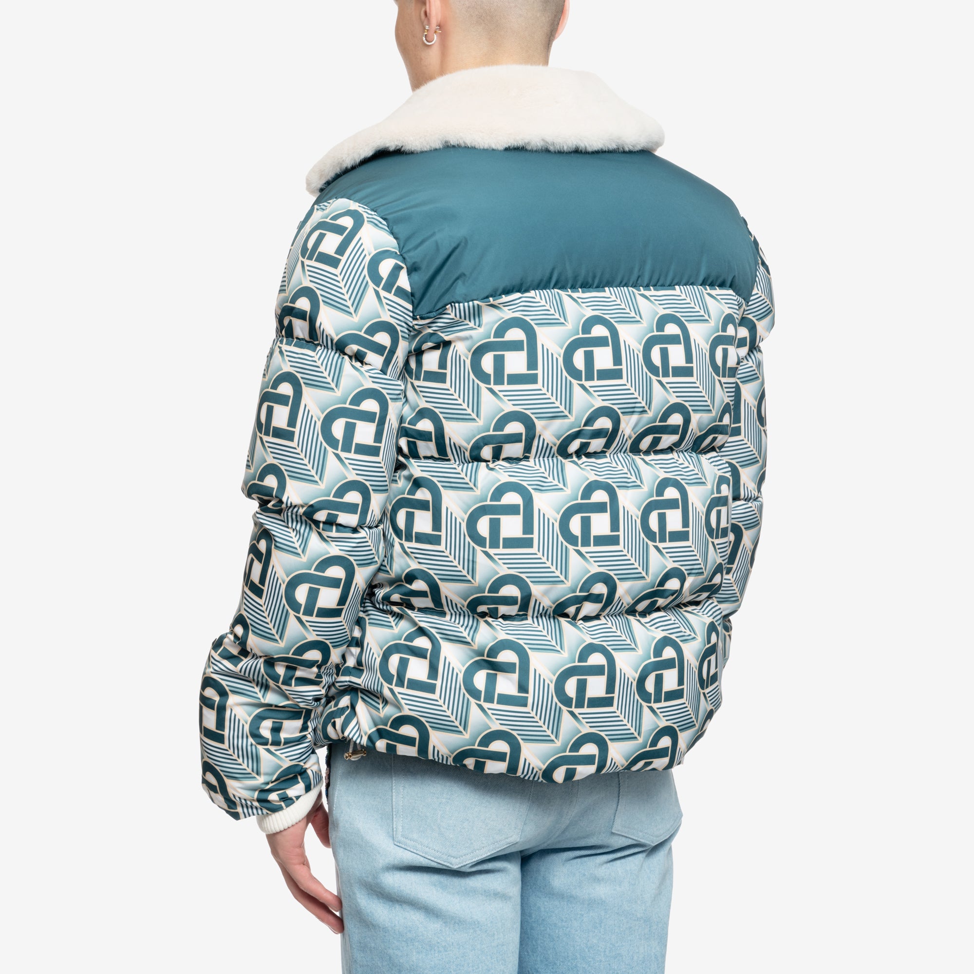 Casablanca Heart Monogram Puffer Jacket Green - 4