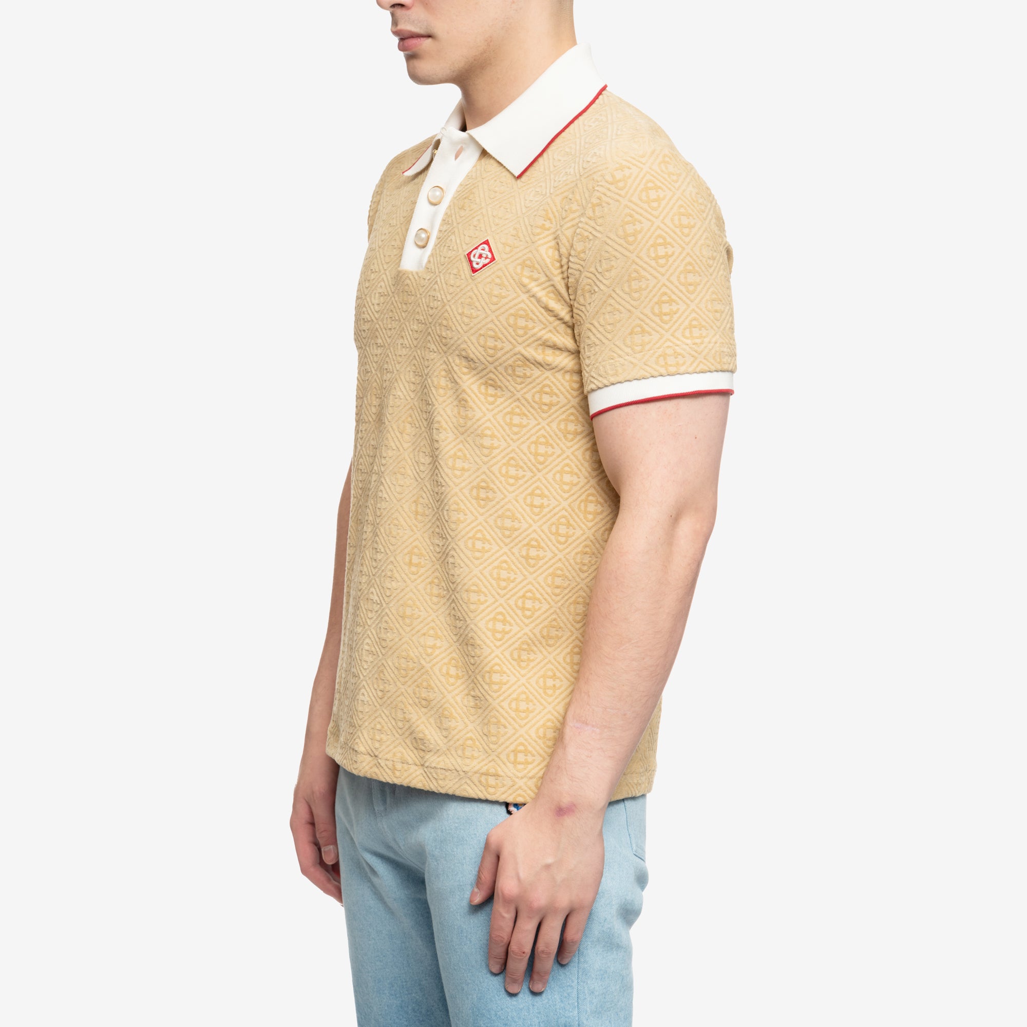 Casablanca Monogram Velour Polo Taupe - 3