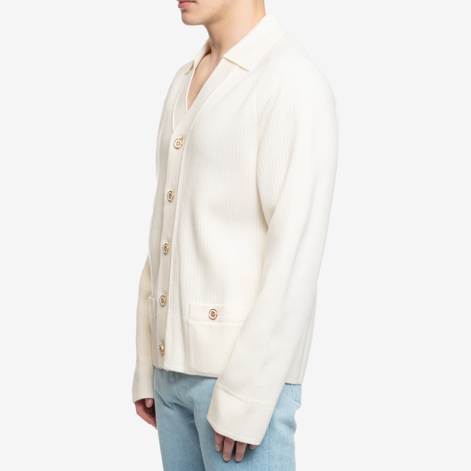 Casablanca Faux Rib Cardigan White - 3