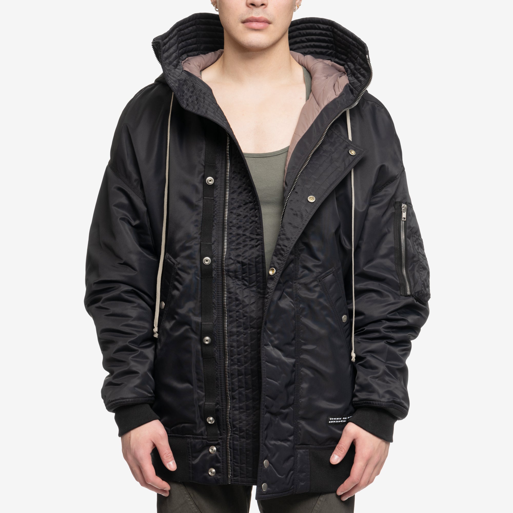 Photo of Rick Owens DRKSHDW Hooded Long Bomber Jacket - 1