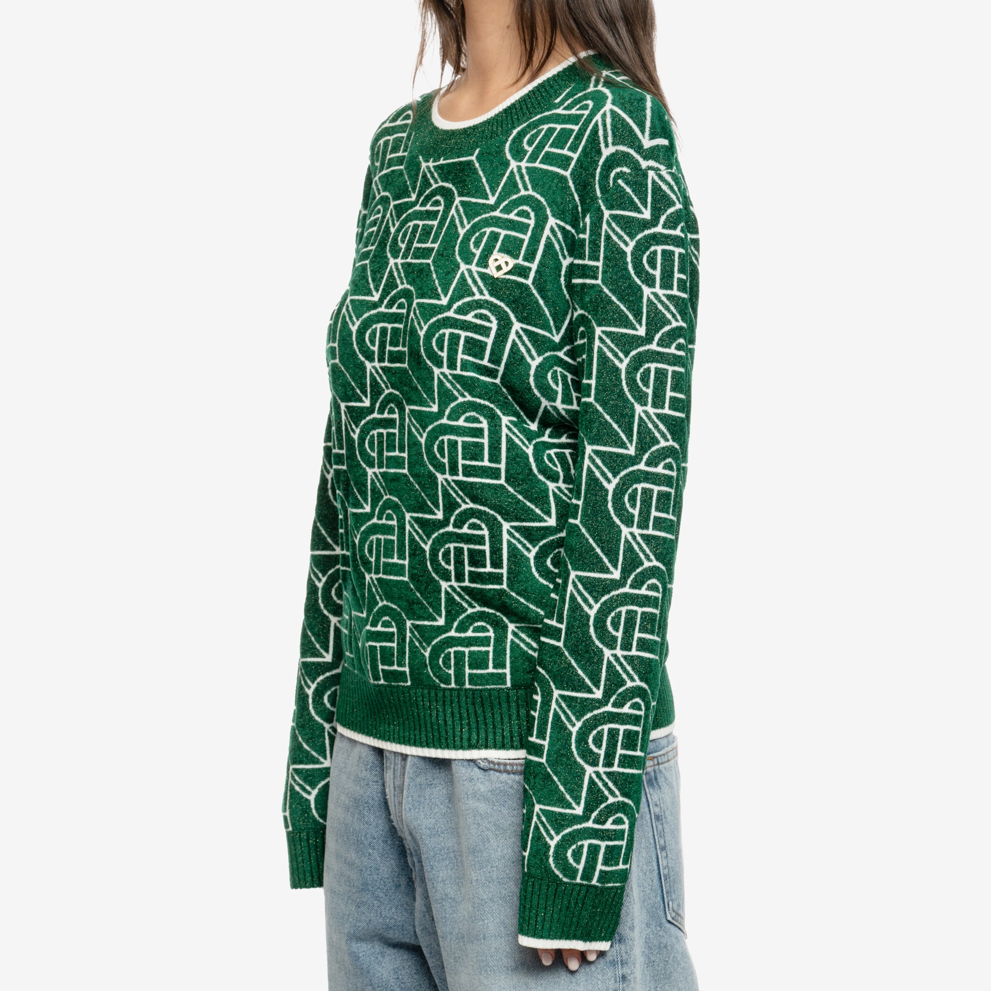 Casablanca Heart Monogram Sweater Green - 7