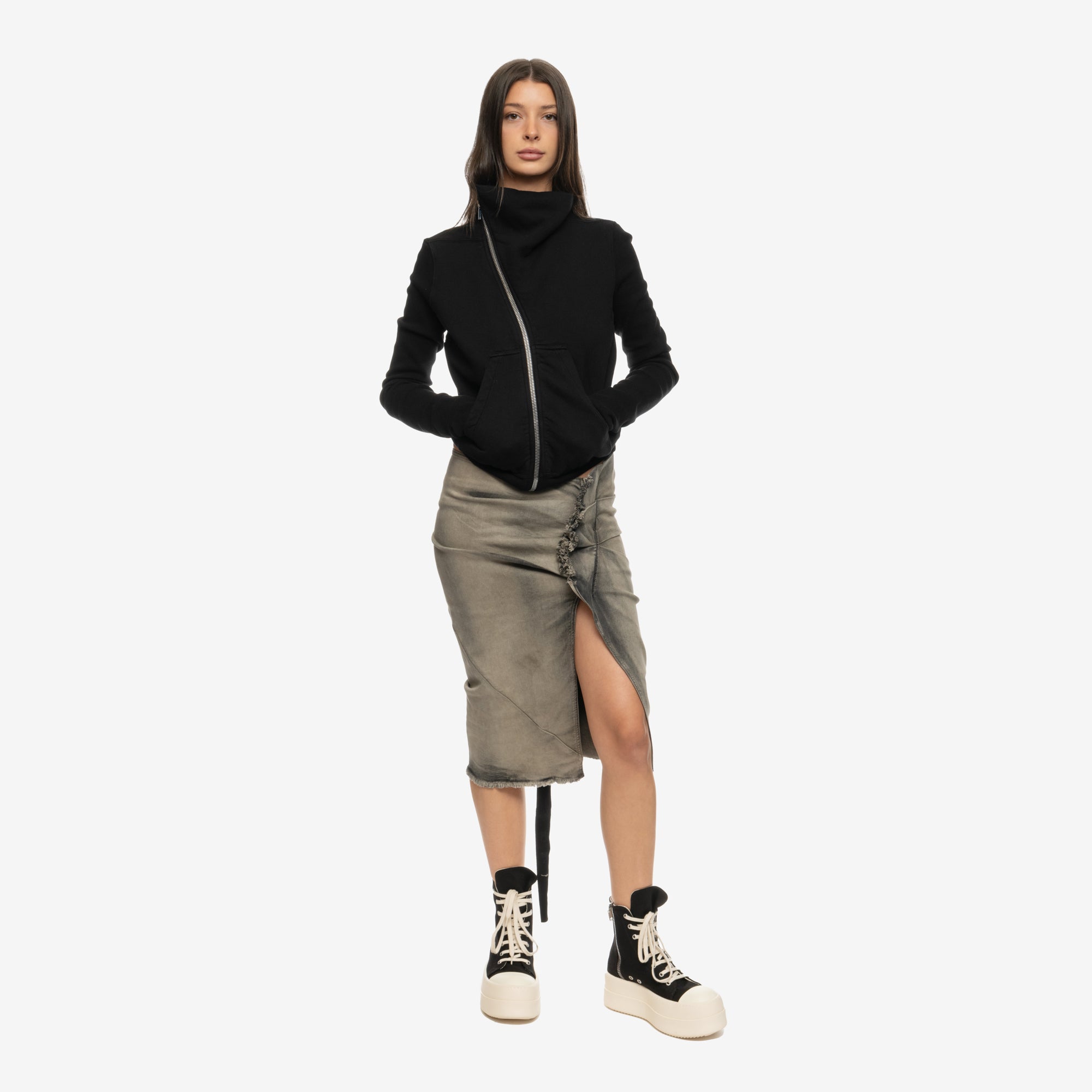 Rick Owens DRKSHDW Womens EDFU Knee Skirt Mineral Pearl - 2