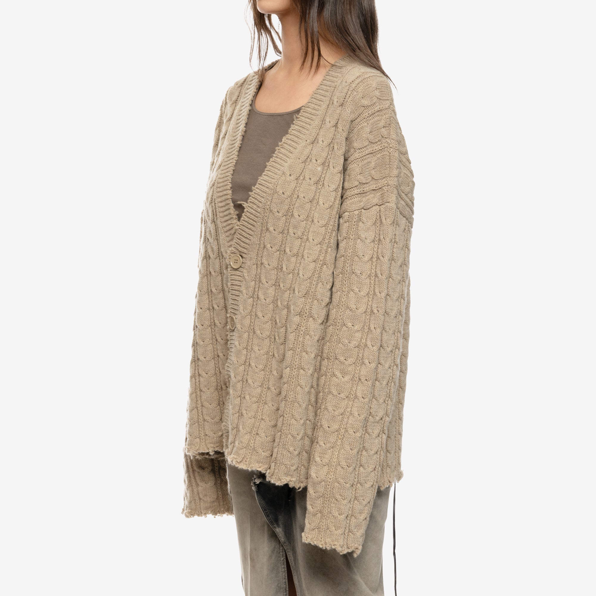 MM6 Cable Knit Cardigan Beige - 6