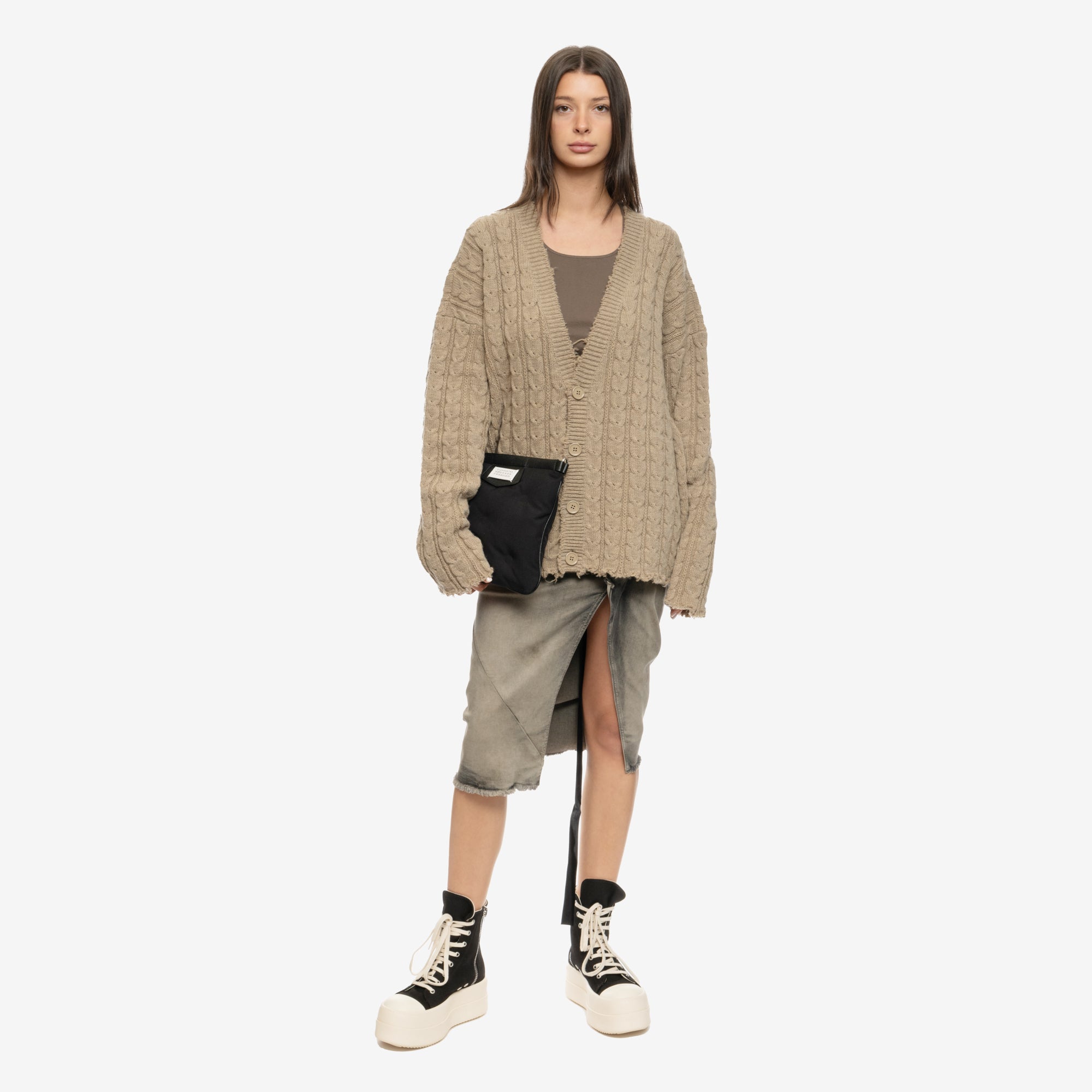 MM6 Cable Knit Cardigan Beige - 8