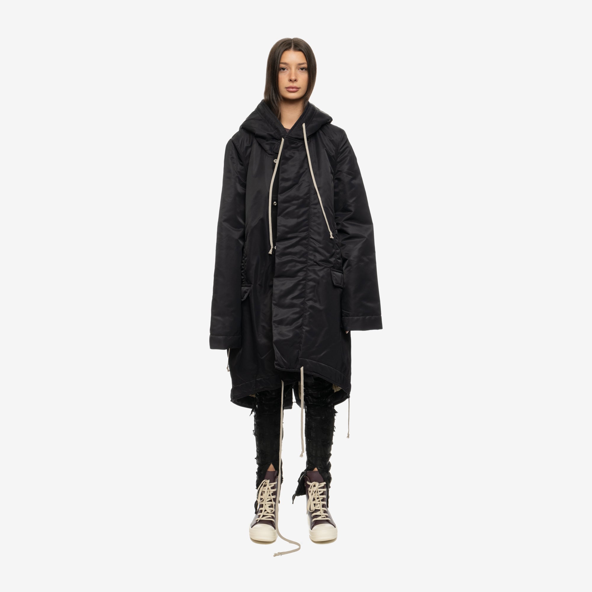 Rick Owens DRKSHDW Womens Luxor Fishtail Padded Parka Black - 1