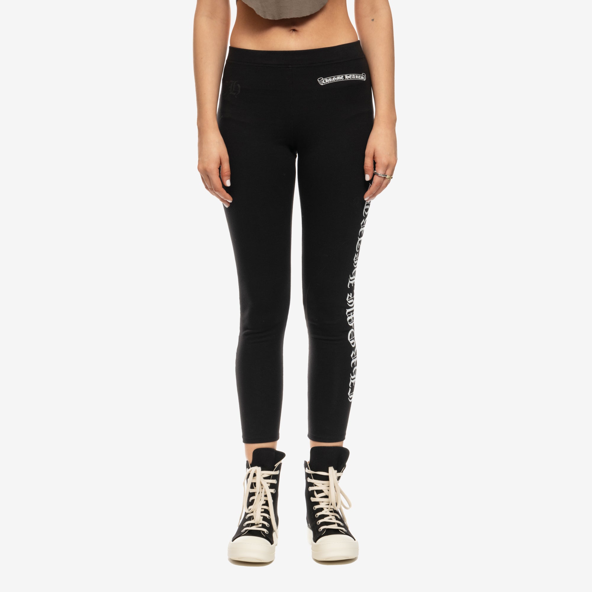 Chrome Hearts Womens CH Scroll Script Leggings Black - 1