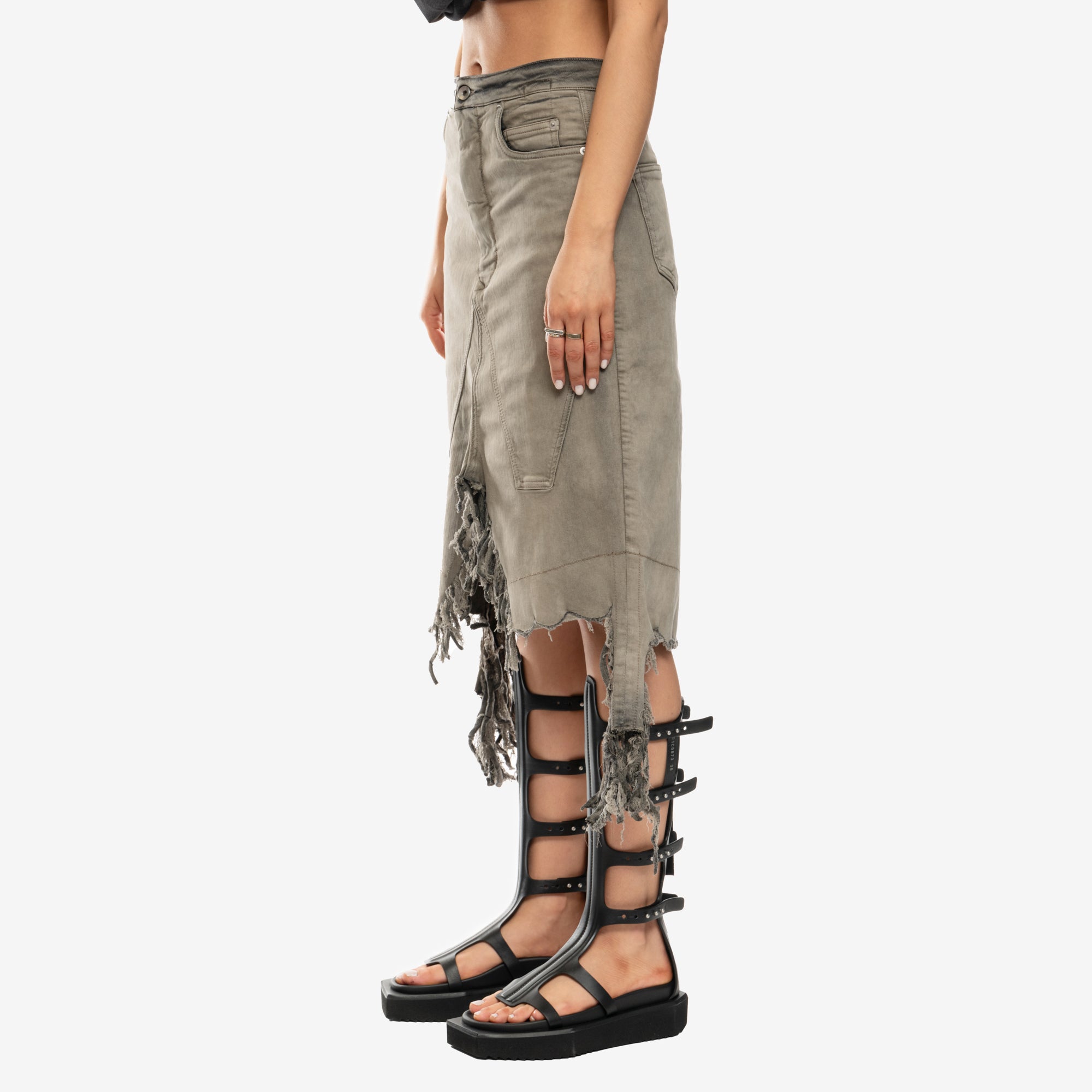 Rick Owens DRKSHDW Womens Luxor Slivered Skirt Mineral - 3