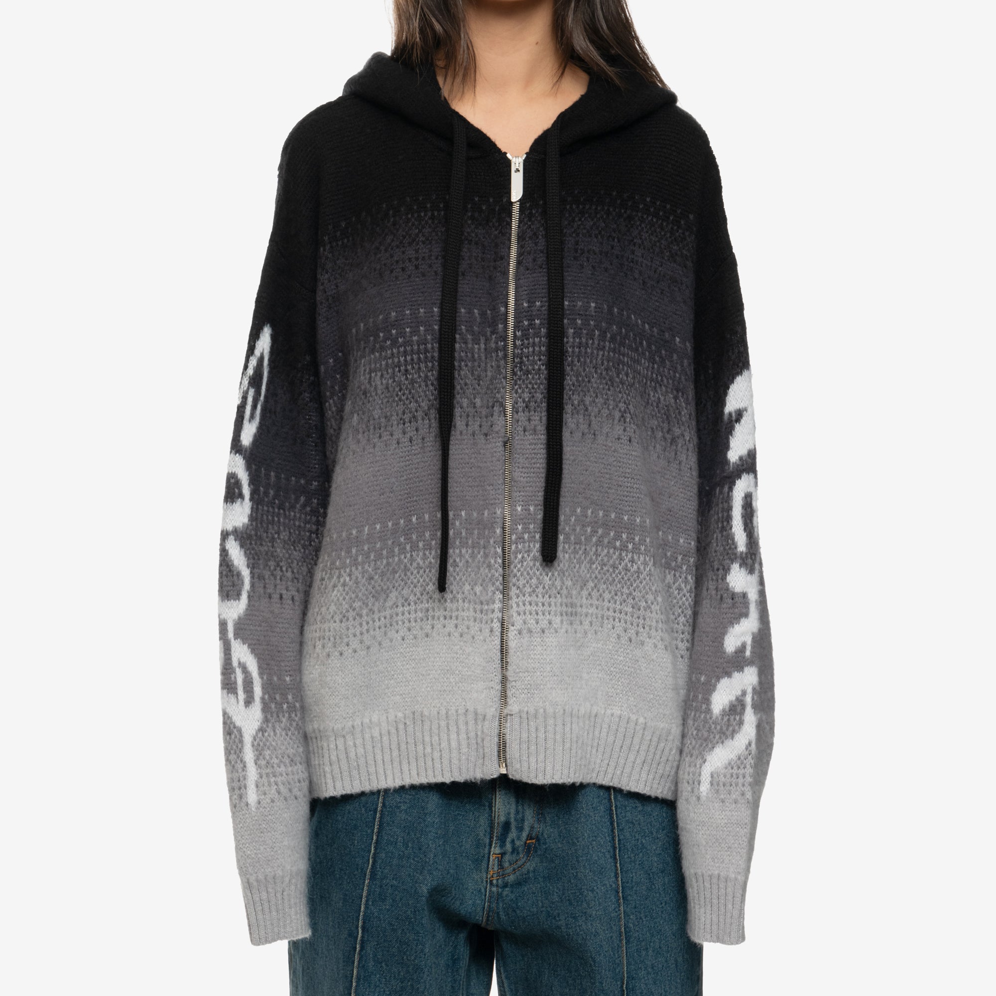 GCDS Brushed Degrade Zip Up Hoody Black - 5