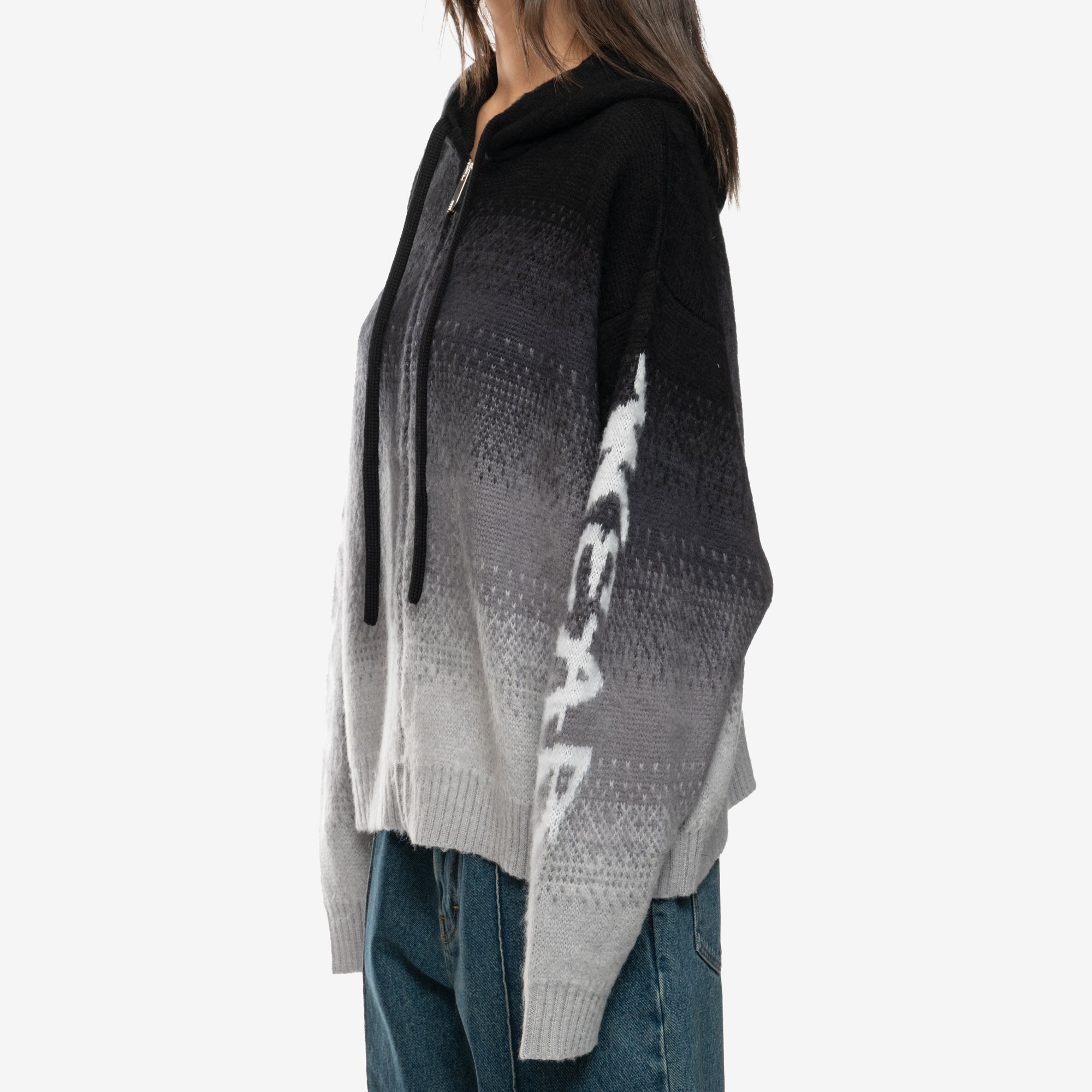 GCDS Brushed Degrade Zip Up Hoody Black - 6