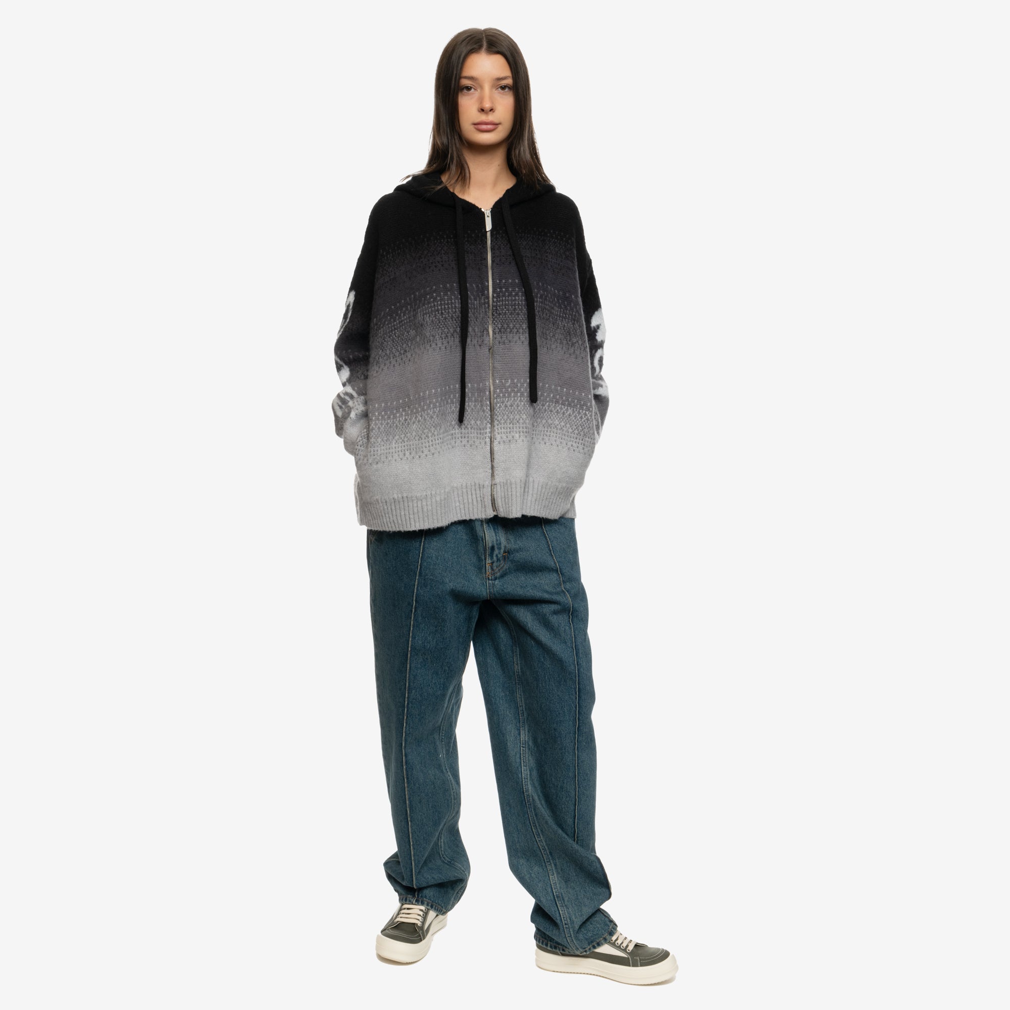 GCDS Brushed Degrade Zip Up Hoody Black - 8