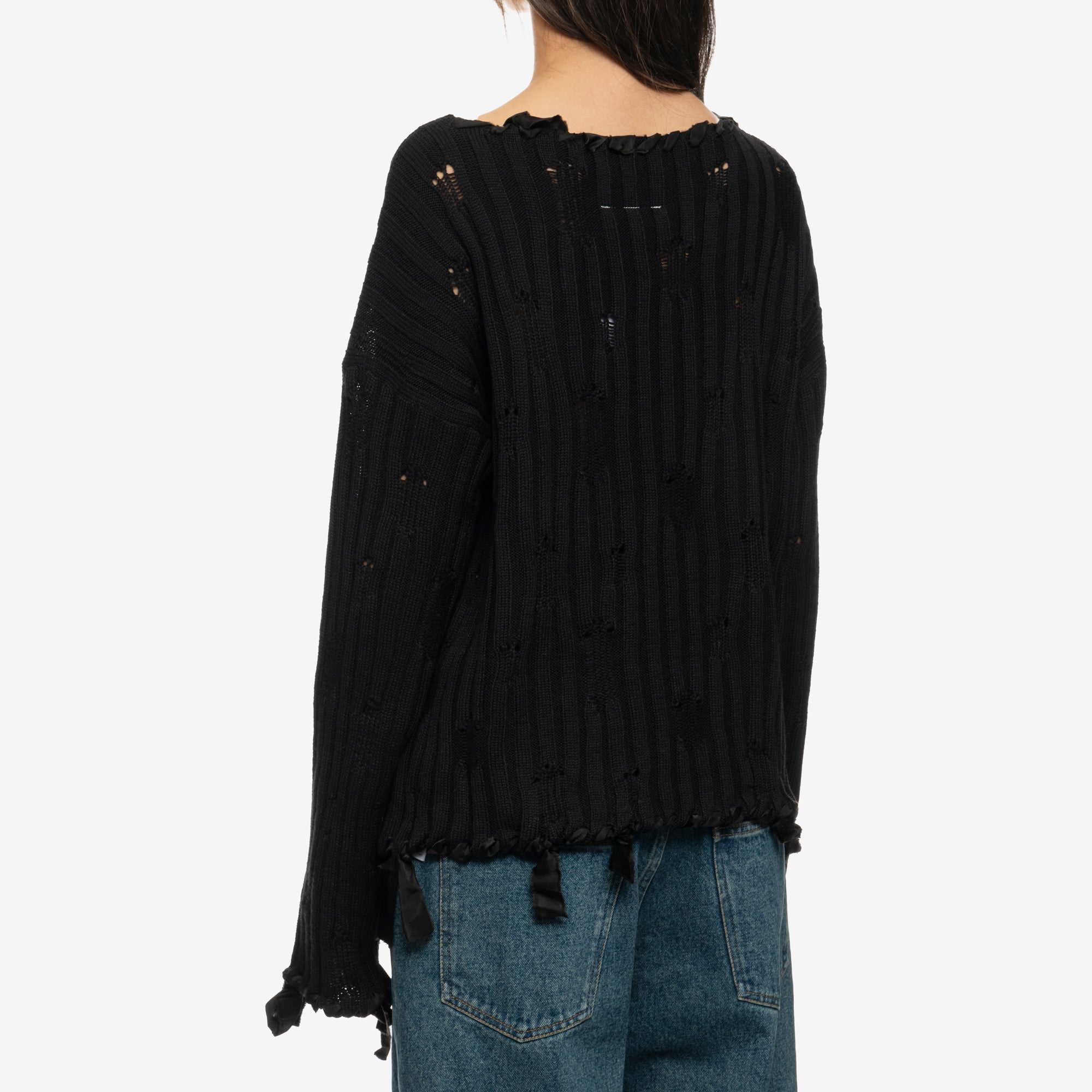 MM6 Destroyed Rib Sweater Black - 7