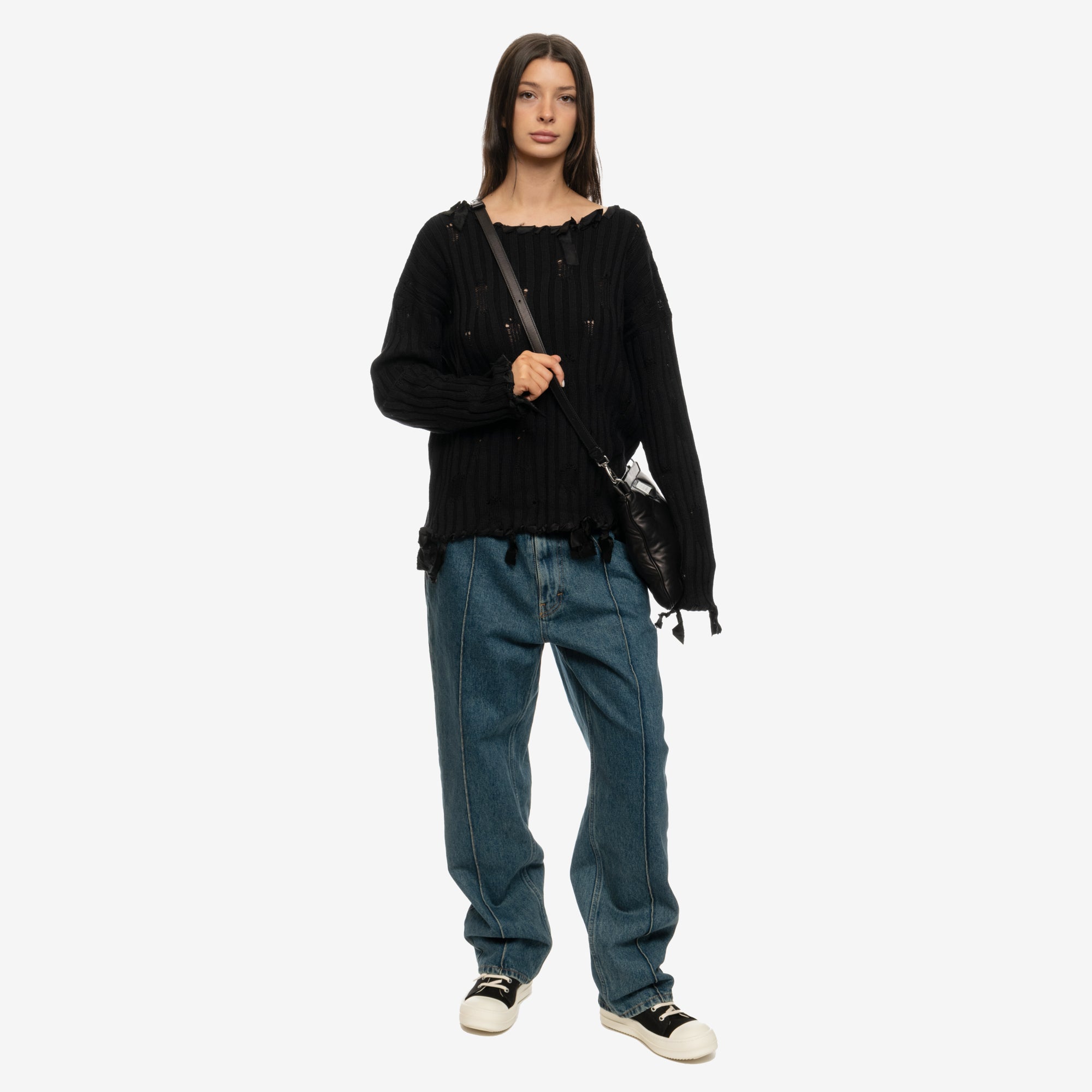 MM6 Destroyed Rib Sweater Black - 8