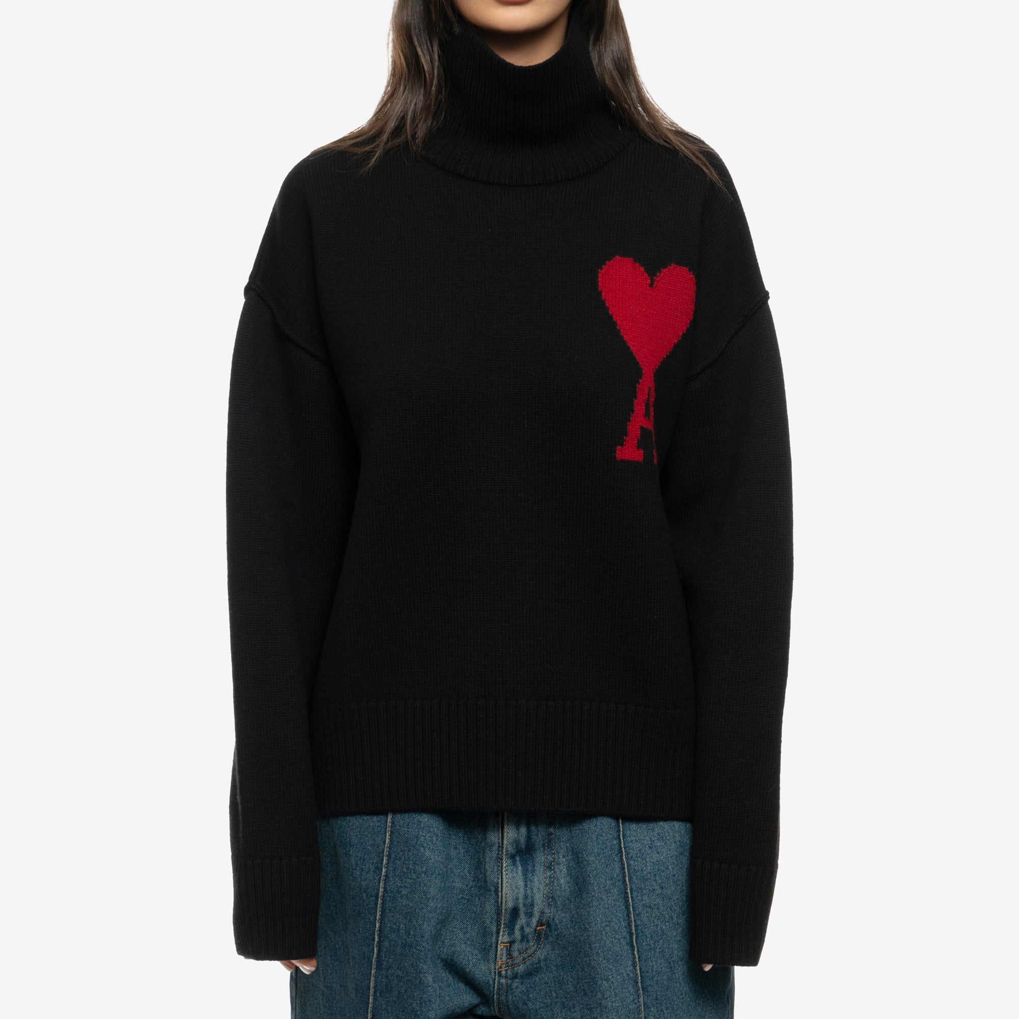 AMI Ami de Coeur Turtleneck Sweater Black - 5