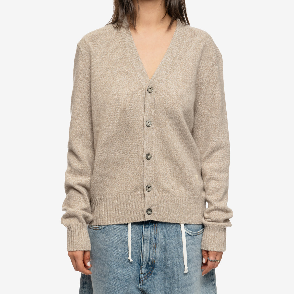 AMI Tonal Ami de Coeur Cardigan Champagne - 6