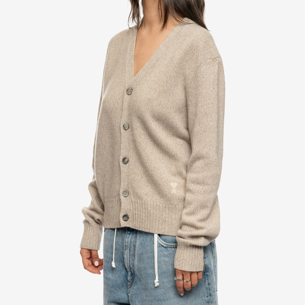 AMI Tonal Ami de Coeur Cardigan Champagne - 7