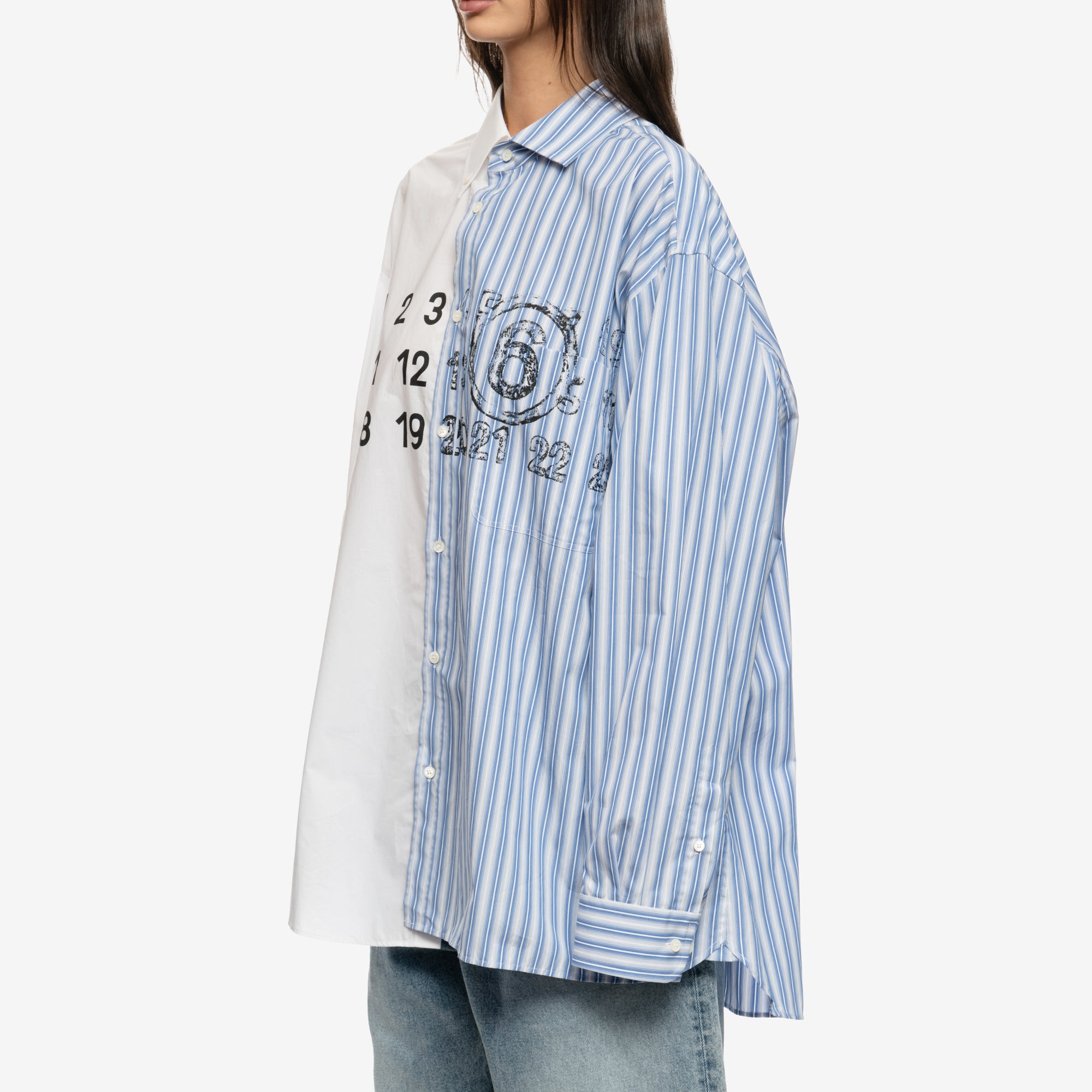 MM6 Plain Stripe Shirt White - 7