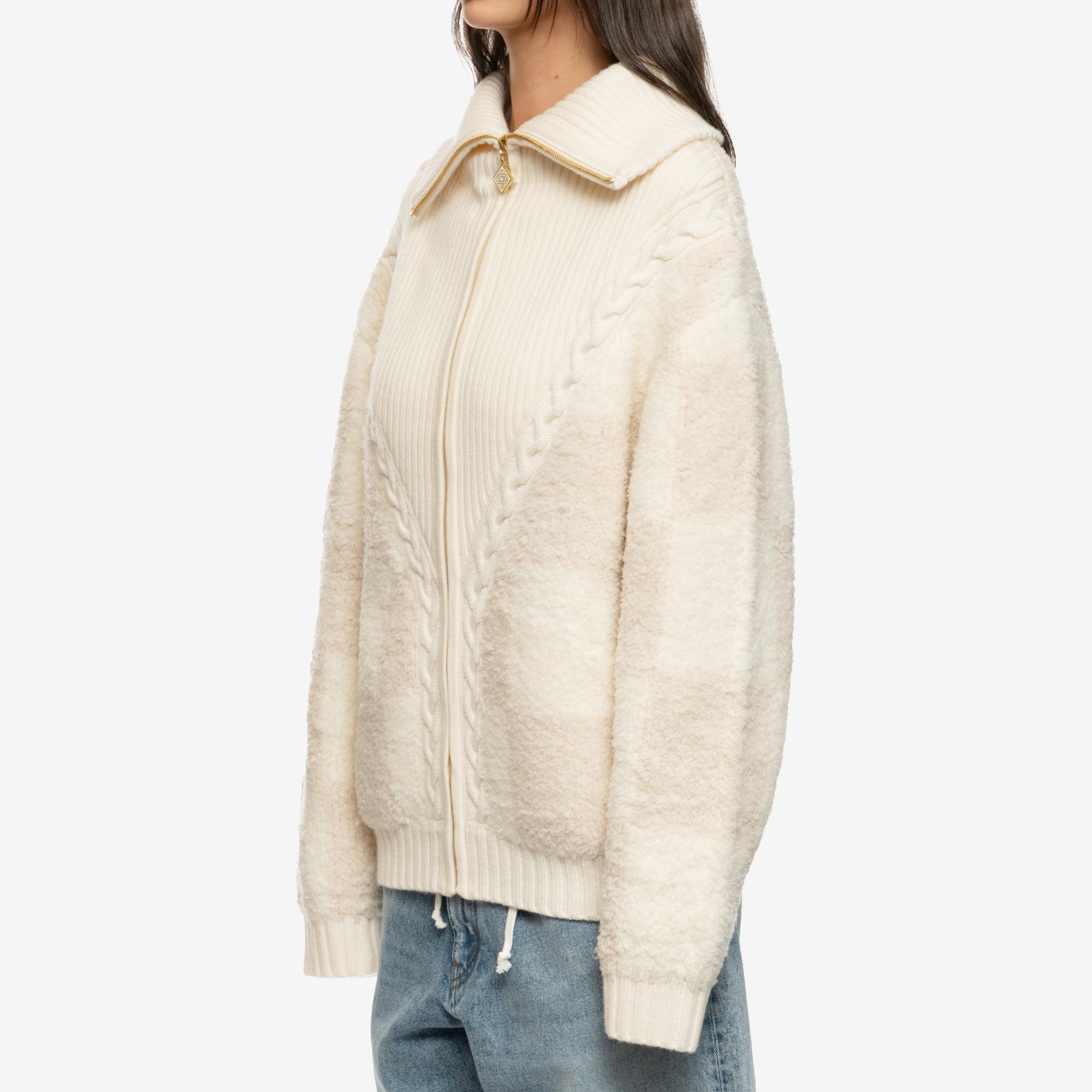 Casablanca Checked Boucle Cardigan Beige - 7